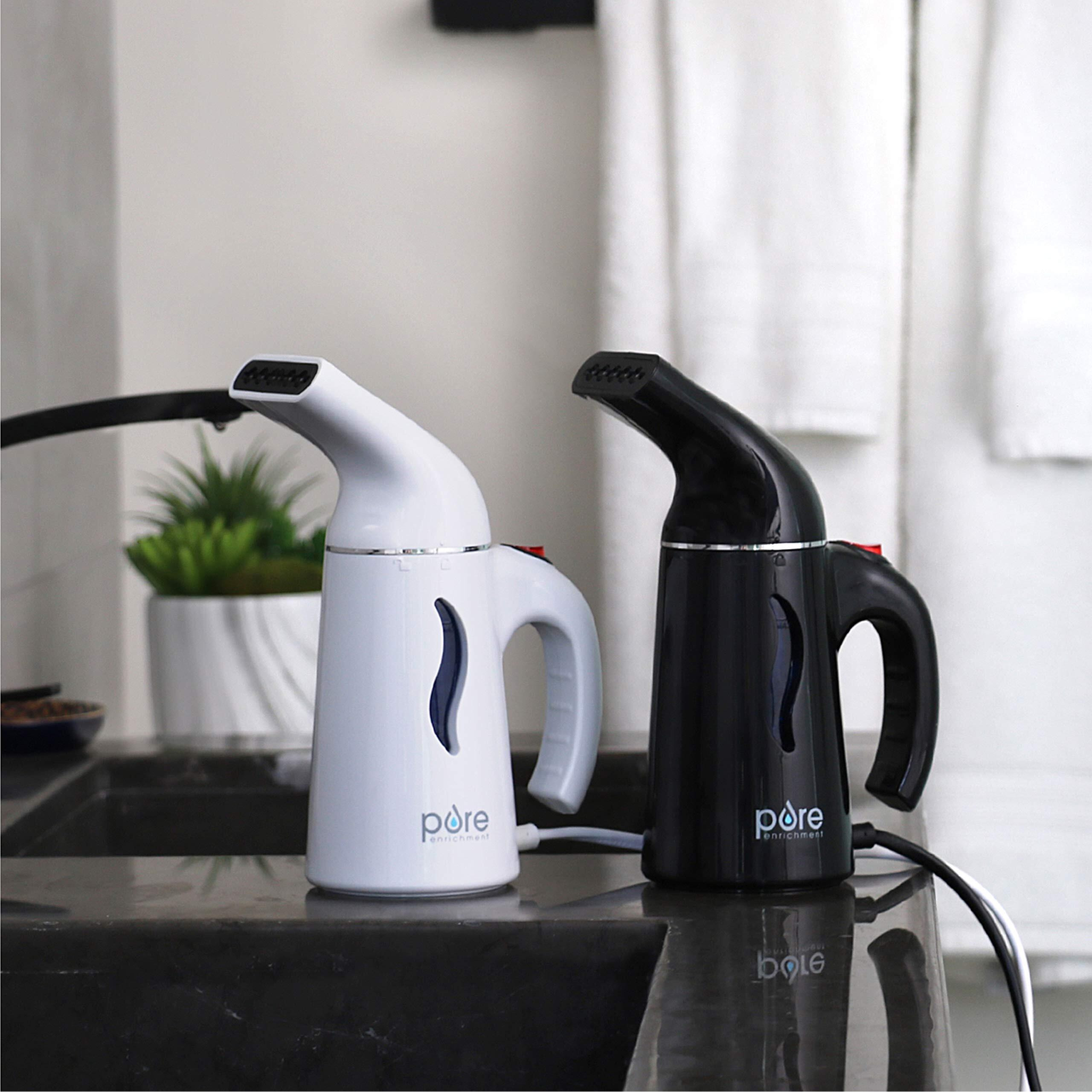 Pure Enrichment Puresteam Portable Fabric Steamer - Handheld Travel Steamer Removes Wrinkles & Is Safe On All Fabrics - Fast-Heating, Lightweight, Auto Safety Shut-Off, & Long-Reach Cord (White)