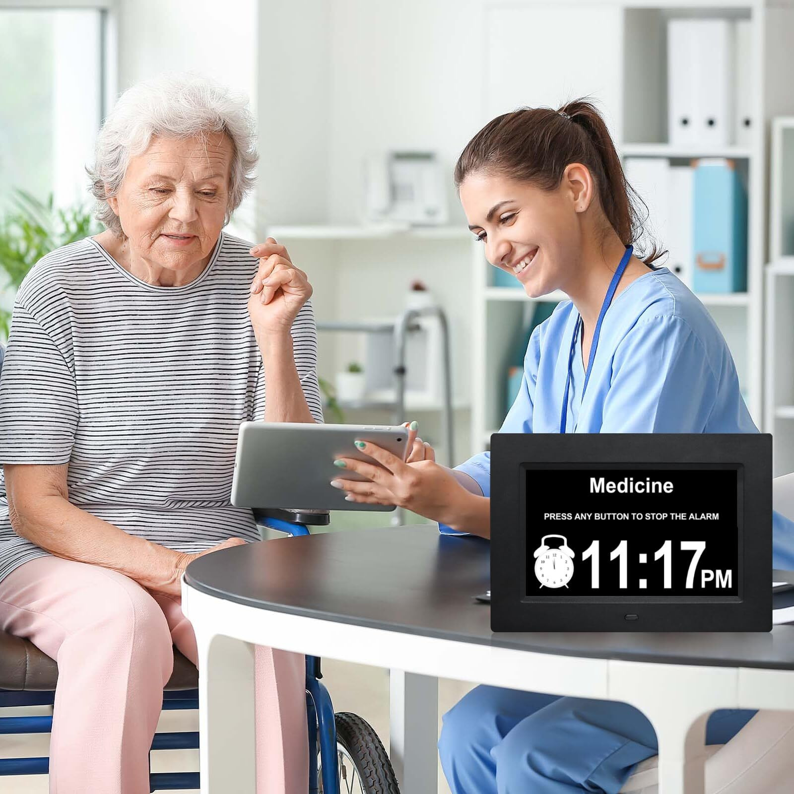 Tmc [2024 New Clock With Day And Date For Elderly-Digital Clock Large Display With 12 Alarm Options,Dementia Clock Large Number Digital Clocks For Seniors(8-Inch,Black)
