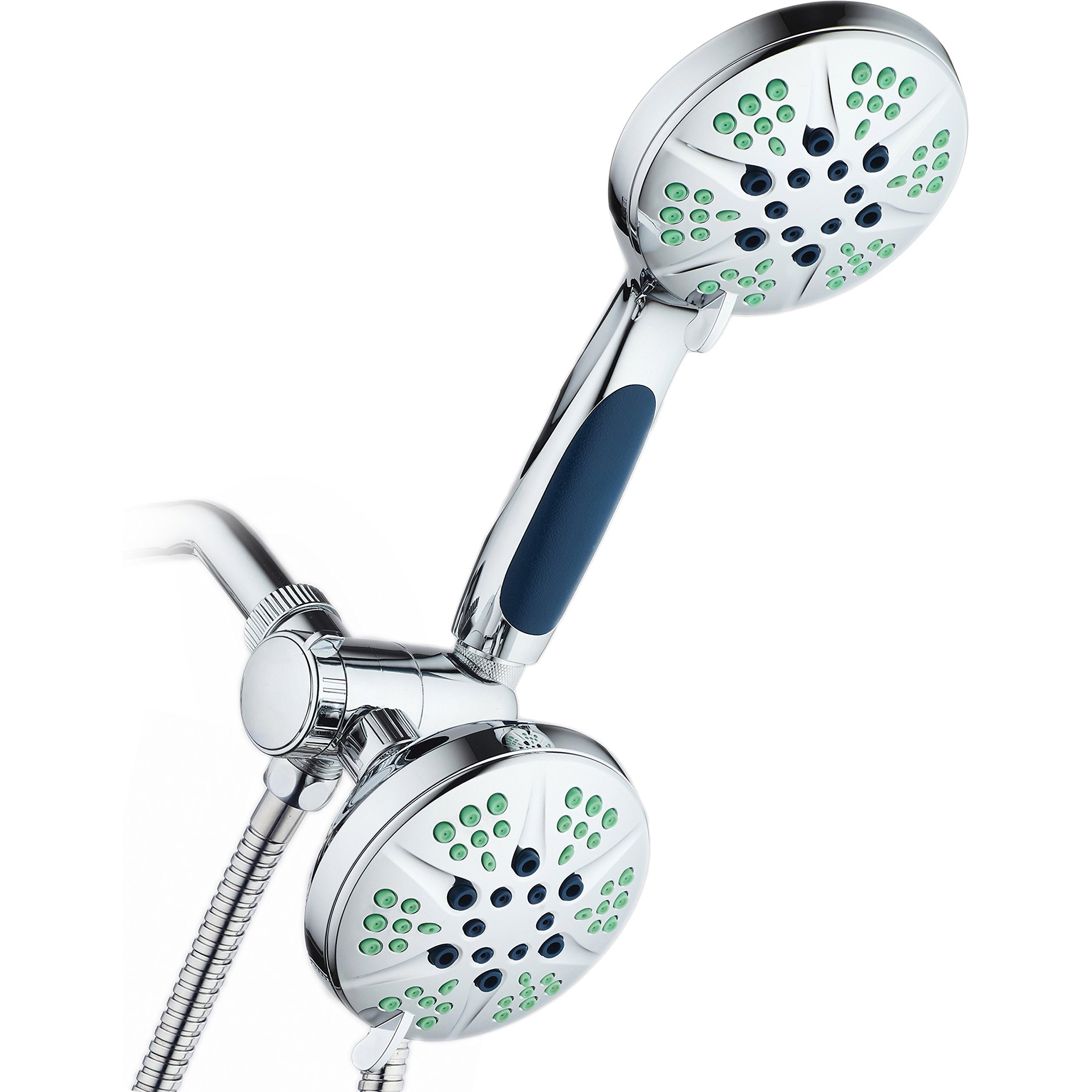 Hotel Spa - Anti-Clog Shower Heads With Handheld Spray-High Pressure Shower Head - 4.3 Inch Showerhead, 4.3 Inch Handheld Shower Head - 3-In-1, 48-Setting Shower Heads 5 Foot Shower Hose (Chrome)