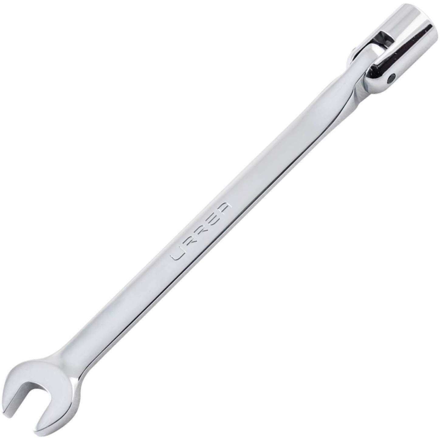 Urrea 12-Point Flex Head Socket Wrench - 7/16"" Flexible Head Combination Wrench With Ratchet Box End & Fixed Open End - 1270-14