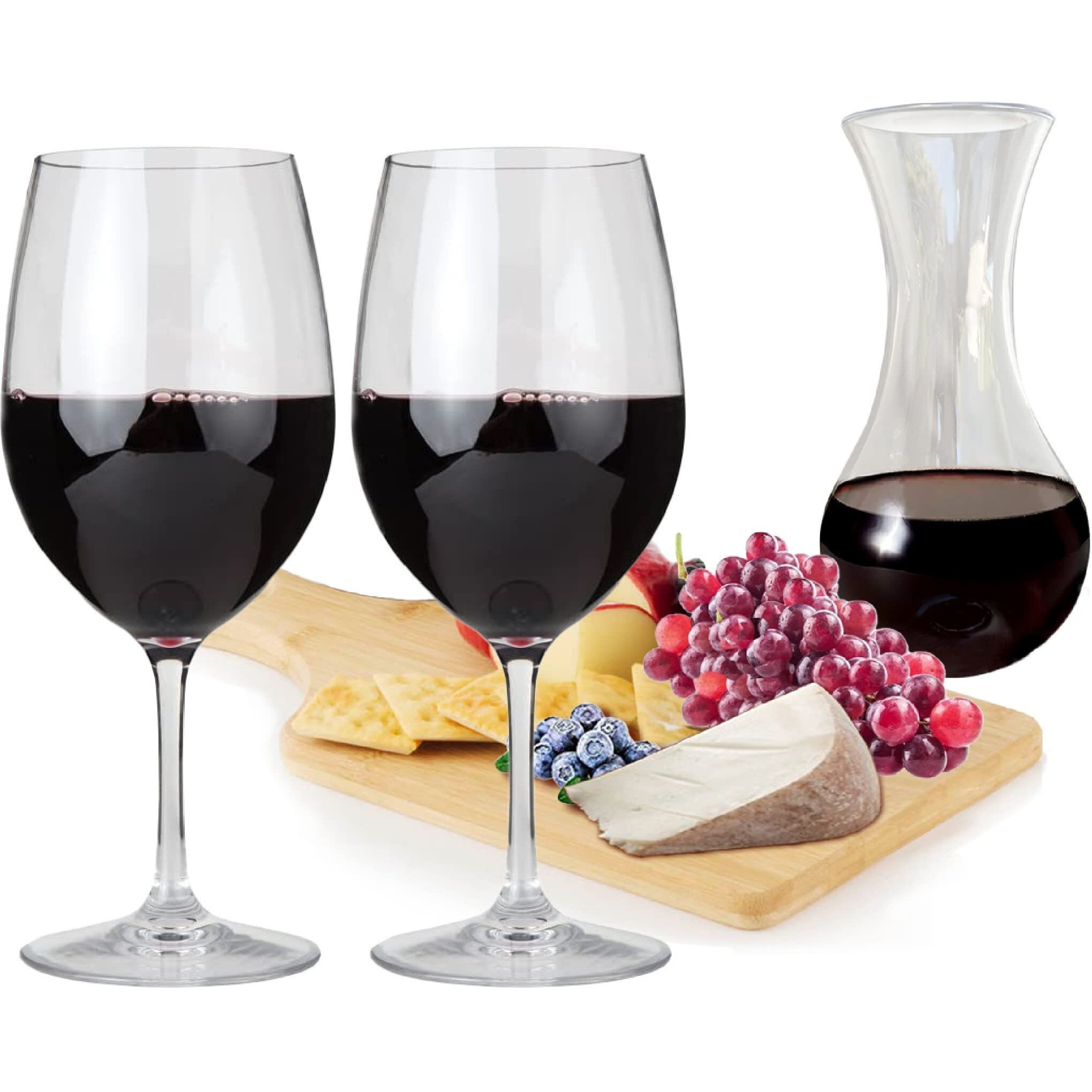 Lily's Home Unbreakable Cabernet And Merlot Bordeaux Red Wine Glasses, Made Of Shatterproof Tritan Plastic, For Indoor And Outdoor Use, Reusable And Dishwasher-Safe, Crystal Clear 20 Oz.