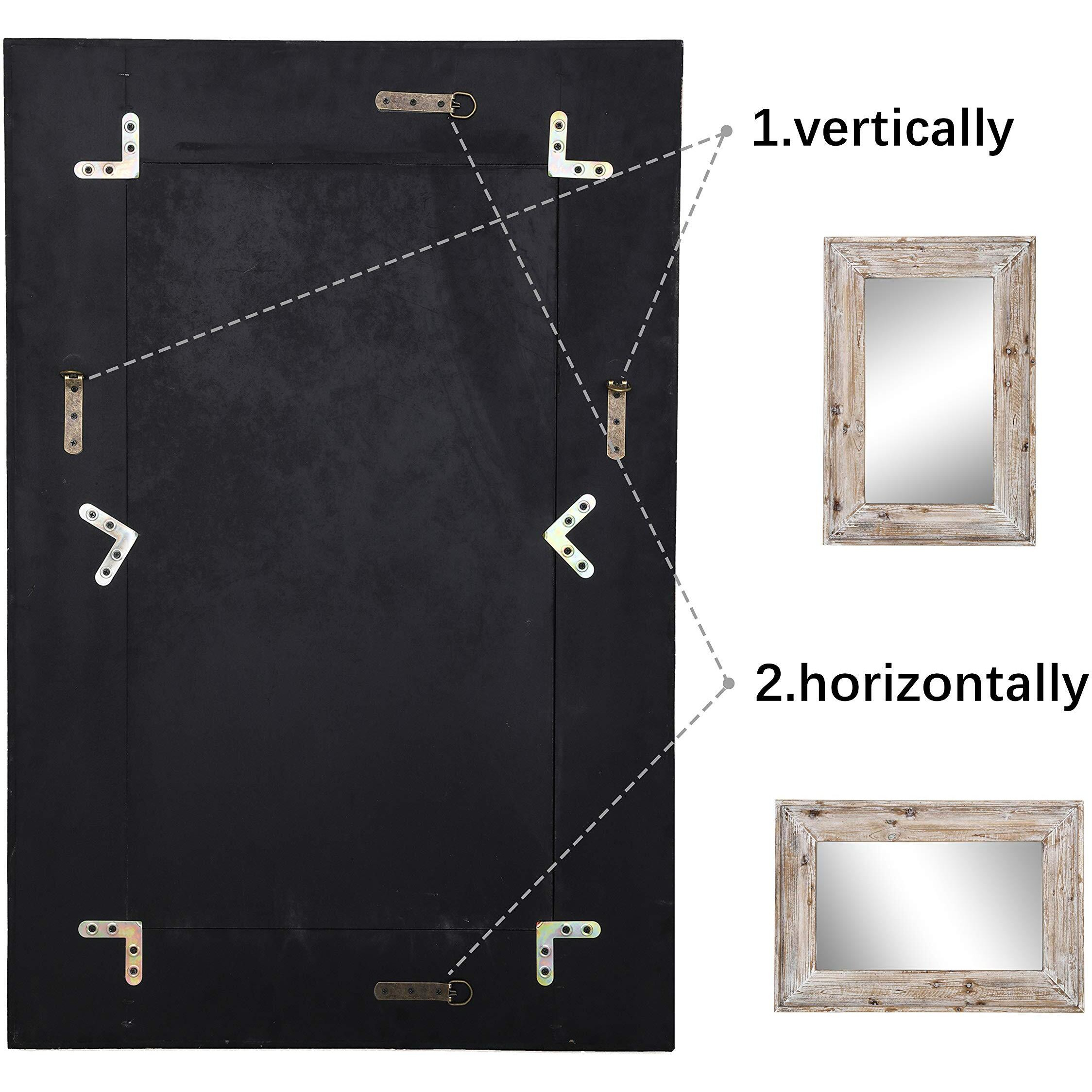 Emaison 36 X 24 Inch Wall Mount Wood Frame Bathroom Vanity Mirror Rustic Horizontal/Vertical Rectangle Mirror For Over Sink, Bedroom, Farmhouse Home Decor (Distressed White)