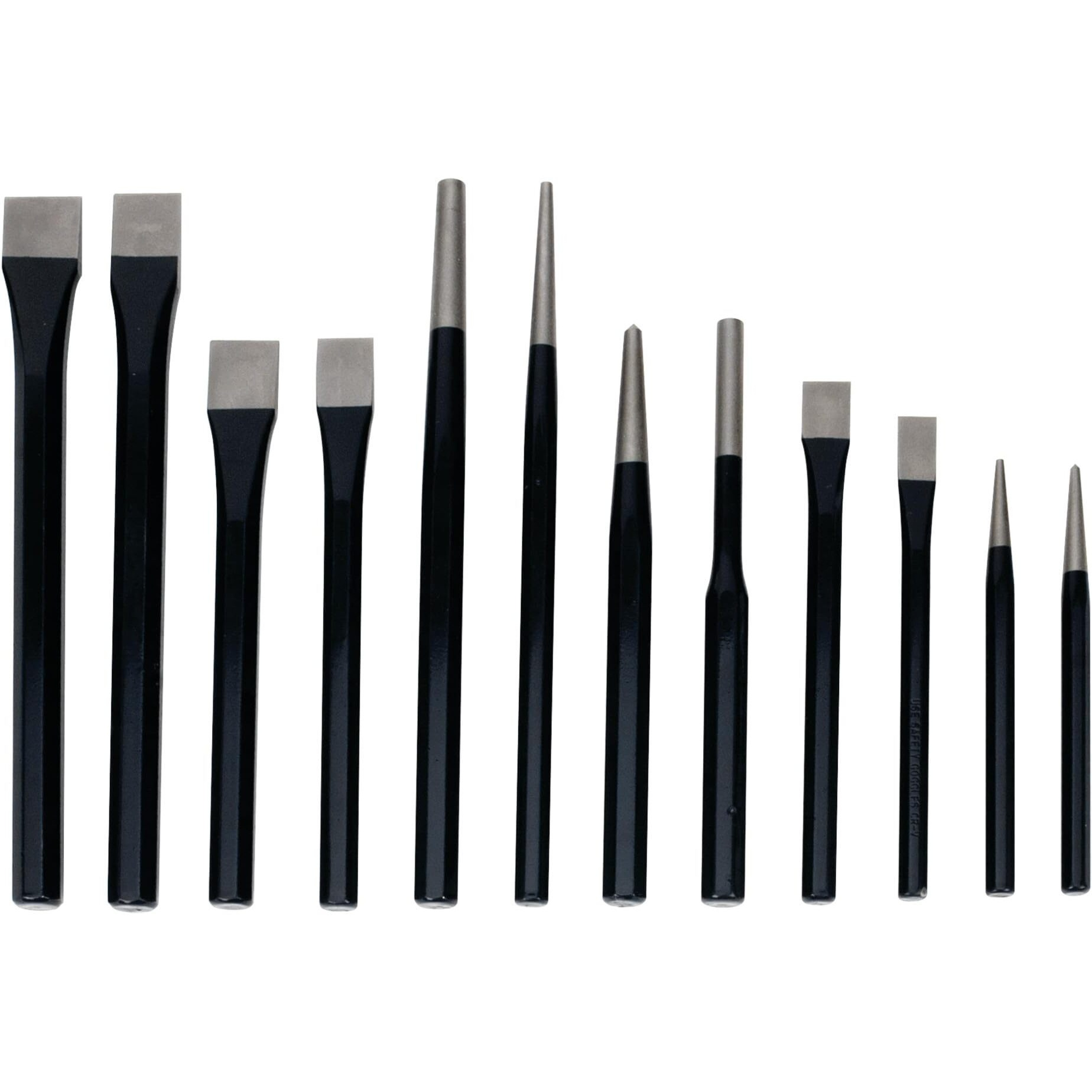 Performance Tool W7540 28-Piece Punch And Chisel Set - Strong 6150 Chrome Vanadium Steel, Heat Treated And Tempered, With Storage Tray Included