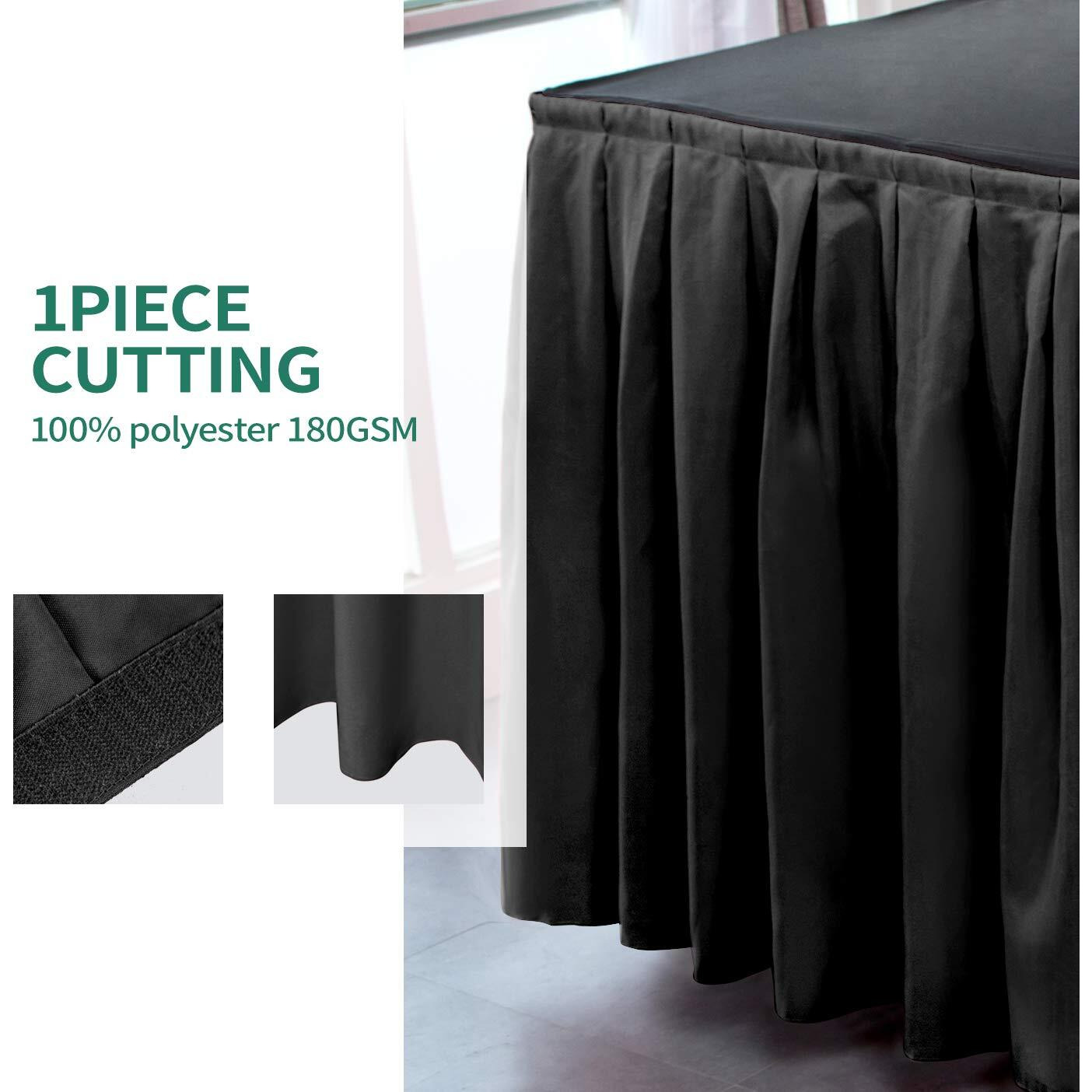Surmente Black Table Skirt, 14Ft Polyester Tablecloth For Weddings, Banquets, Or Restaurants