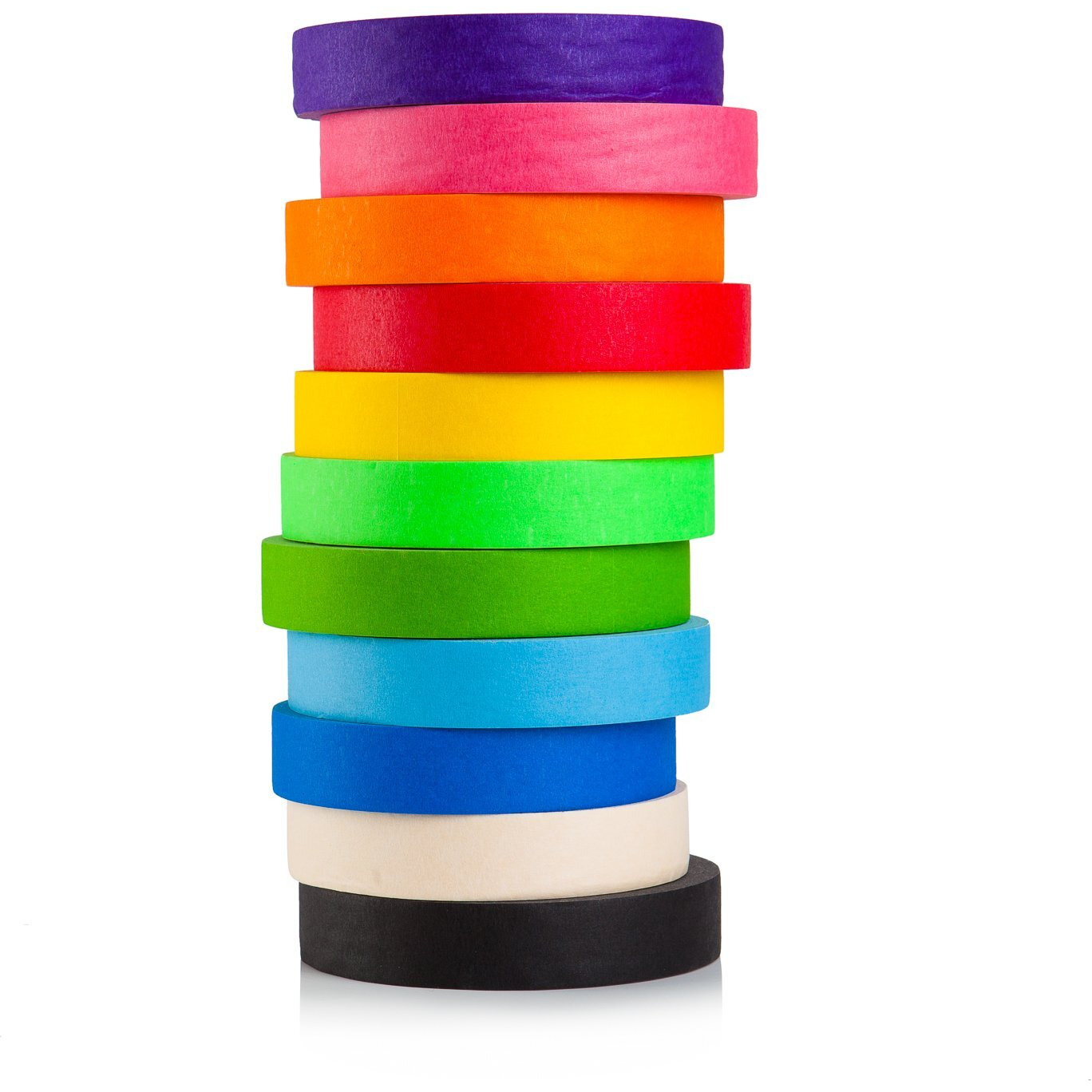Colored Masking Tape - 11 Rolls, 55 Yd X 1 In Ea Colored Tape Roll - 1,815 Ft X 1In Wide Of Colorful Craft Tape - Vibrant Rainbow Colored Painters Tape - Great For Art, Labeling & Classroom Decoration