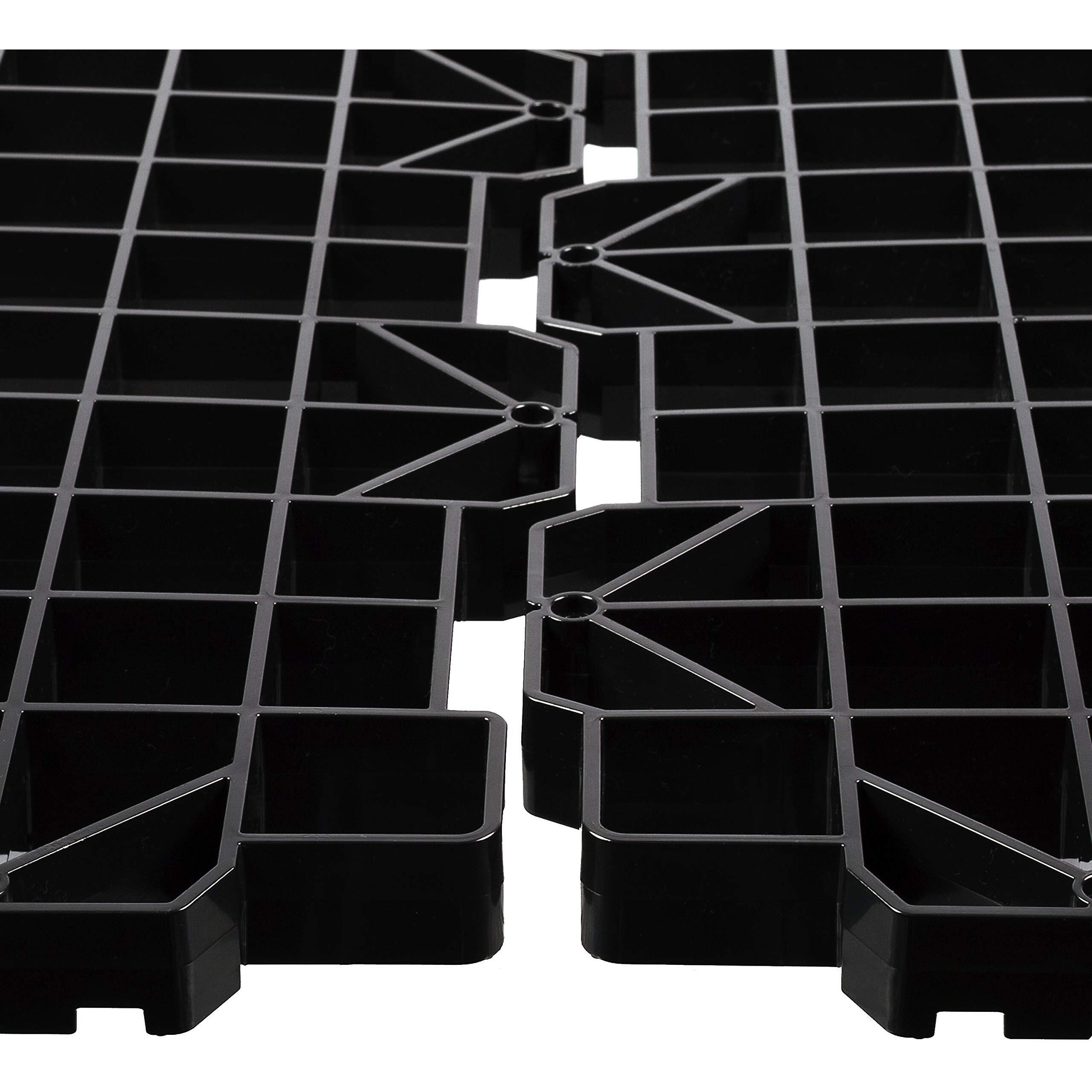 Attic Dek Flooring Storage System, Walking Deck Pallet Boards For Attic, Easy Installation Floor System For Garage, Roof And More, 4 Panels Included - Black