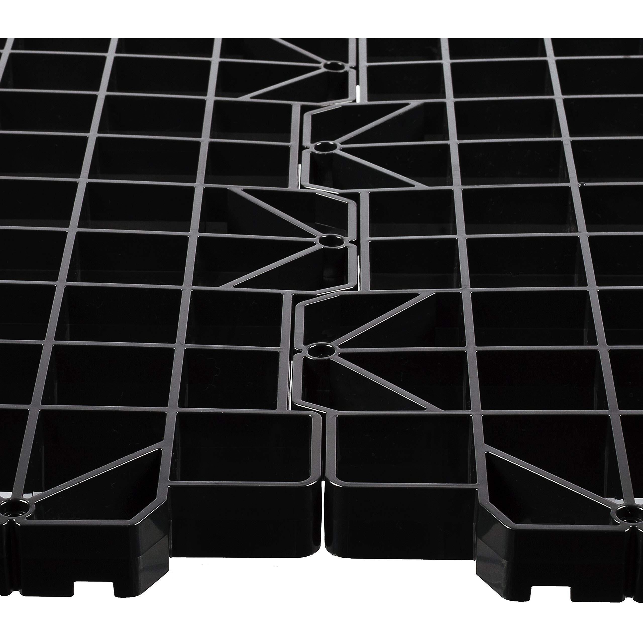 Attic Dek Flooring Storage System, Walking Deck Pallet Boards For Attic, Easy Installation Floor System For Garage, Roof And More, 4 Panels Included - Black
