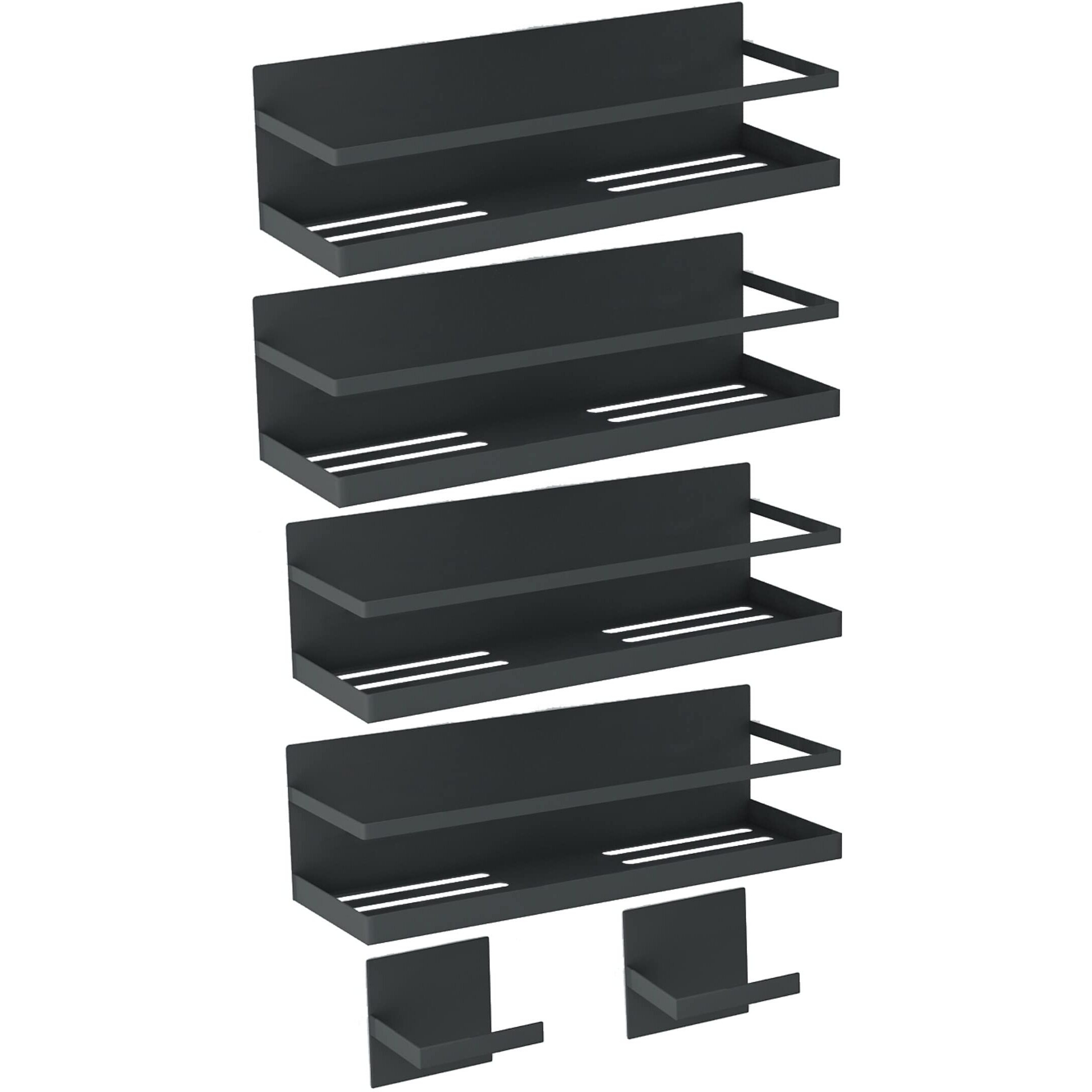 Roysili Magnetic Spice Rack For Refrigerator Magnetic Fridge Shelf For Kitchen Spice Organizer Magnetic Shelf For Fridge Space Saving Black 4 Pack With Magnetic Paper Towel Holder
