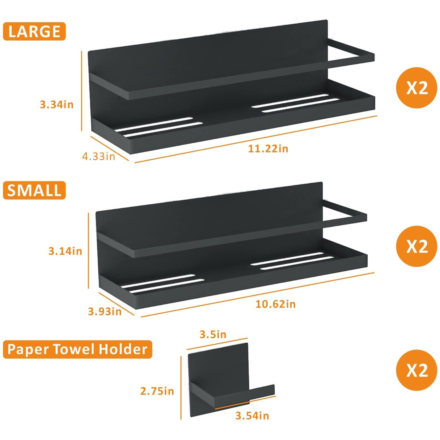 Roysili Magnetic Spice Rack For Refrigerator Magnetic Fridge Shelf For Kitchen Spice Organizer Magnetic Shelf For Fridge Space Saving Black 4 Pack With Magnetic Paper Towel Holder