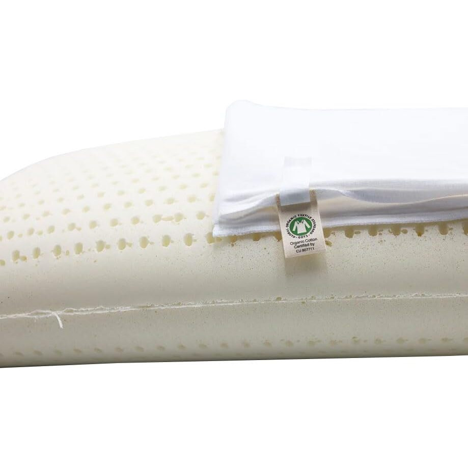 Organictextiles Natural Latex Pillow With Organic Cotton Cover, Standard Size, Soft, Pressure Relief, Neck Pain Relief, Bed Pillow For Side, Back And Stomach Sleeper