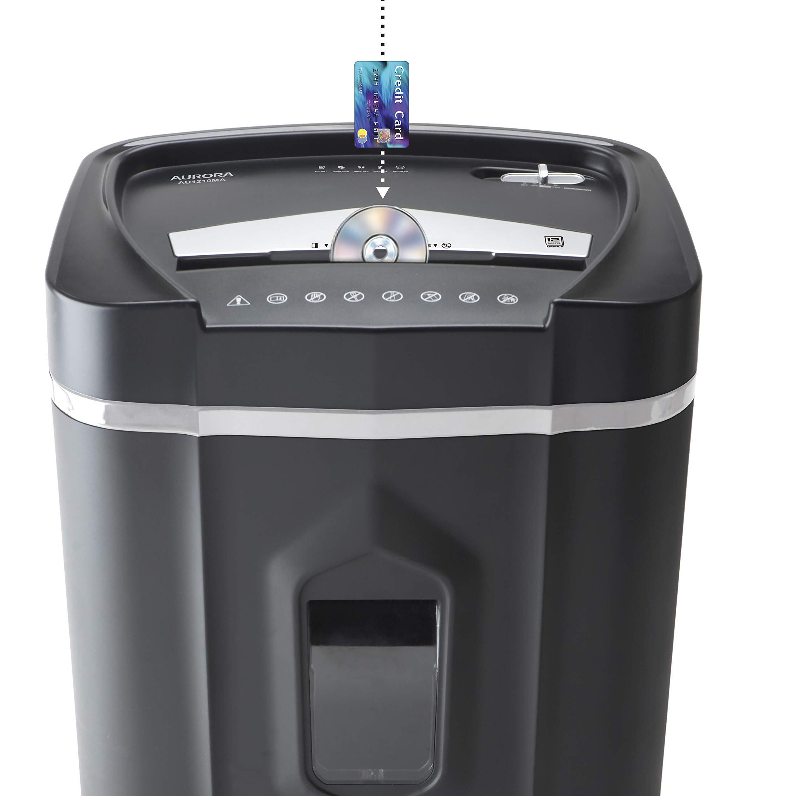 Aurora Au1210Ma Professional Grade High Security 12-Sheet Micro-Cut Paper/Cd And Credit Card/ 60 Minutes Continuous Run Time Shredder