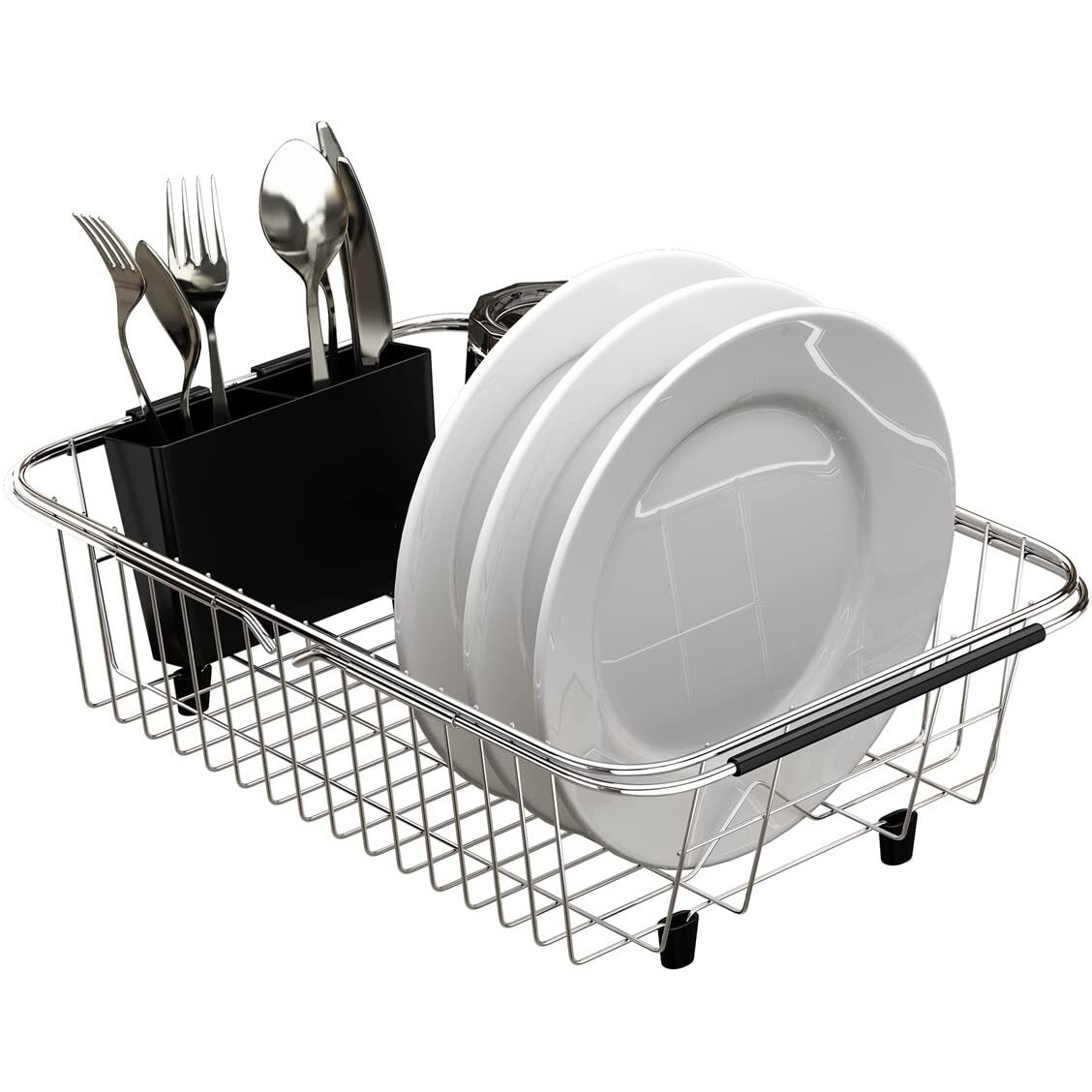 Tesot Adjustable Over Sink Dish Rack Stainless Steel Dish Drying Rack On Counter Or In Sink, Rustproof