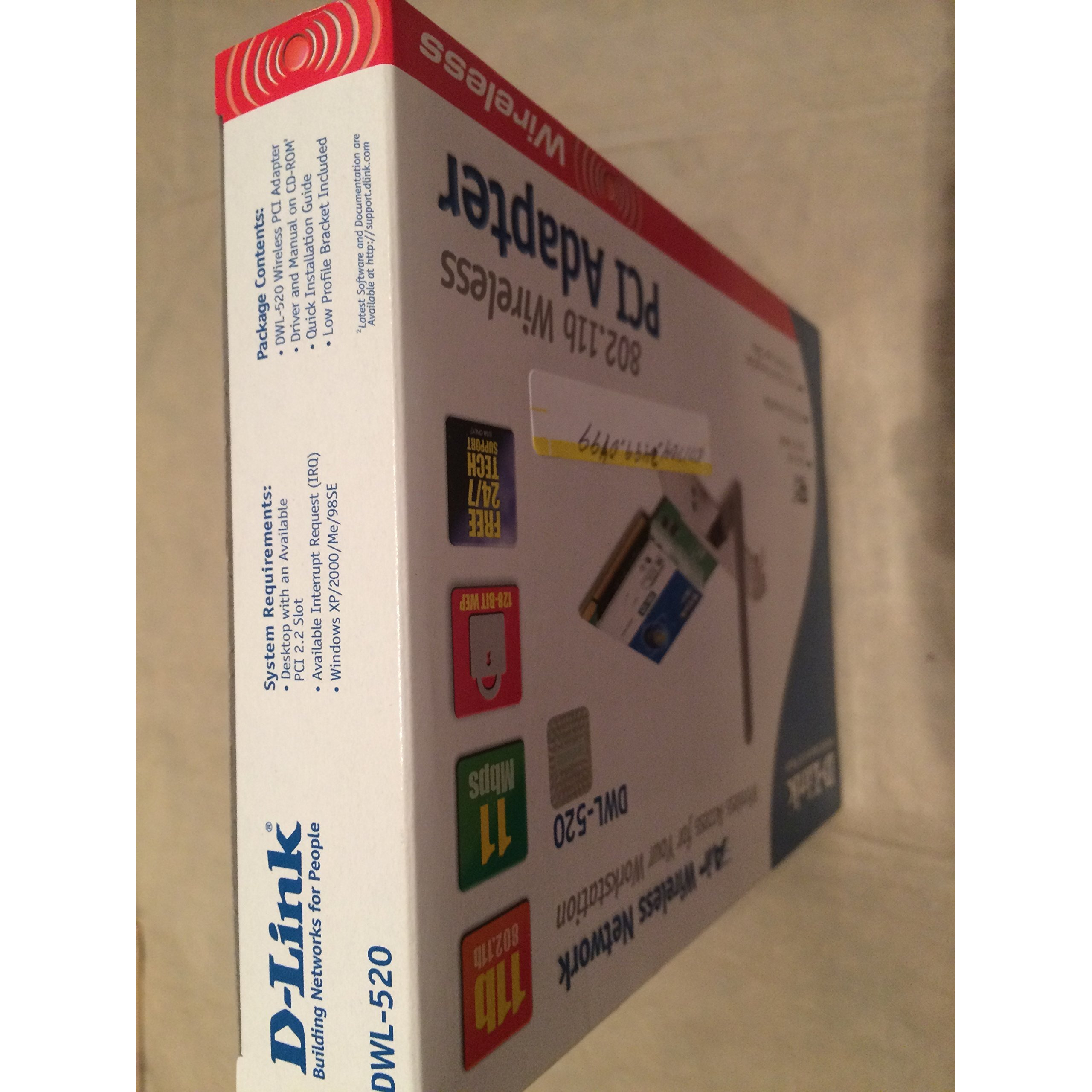 D-Link Dwl-520 Wireless Pci Adapter, 802.11B, 11Mbps