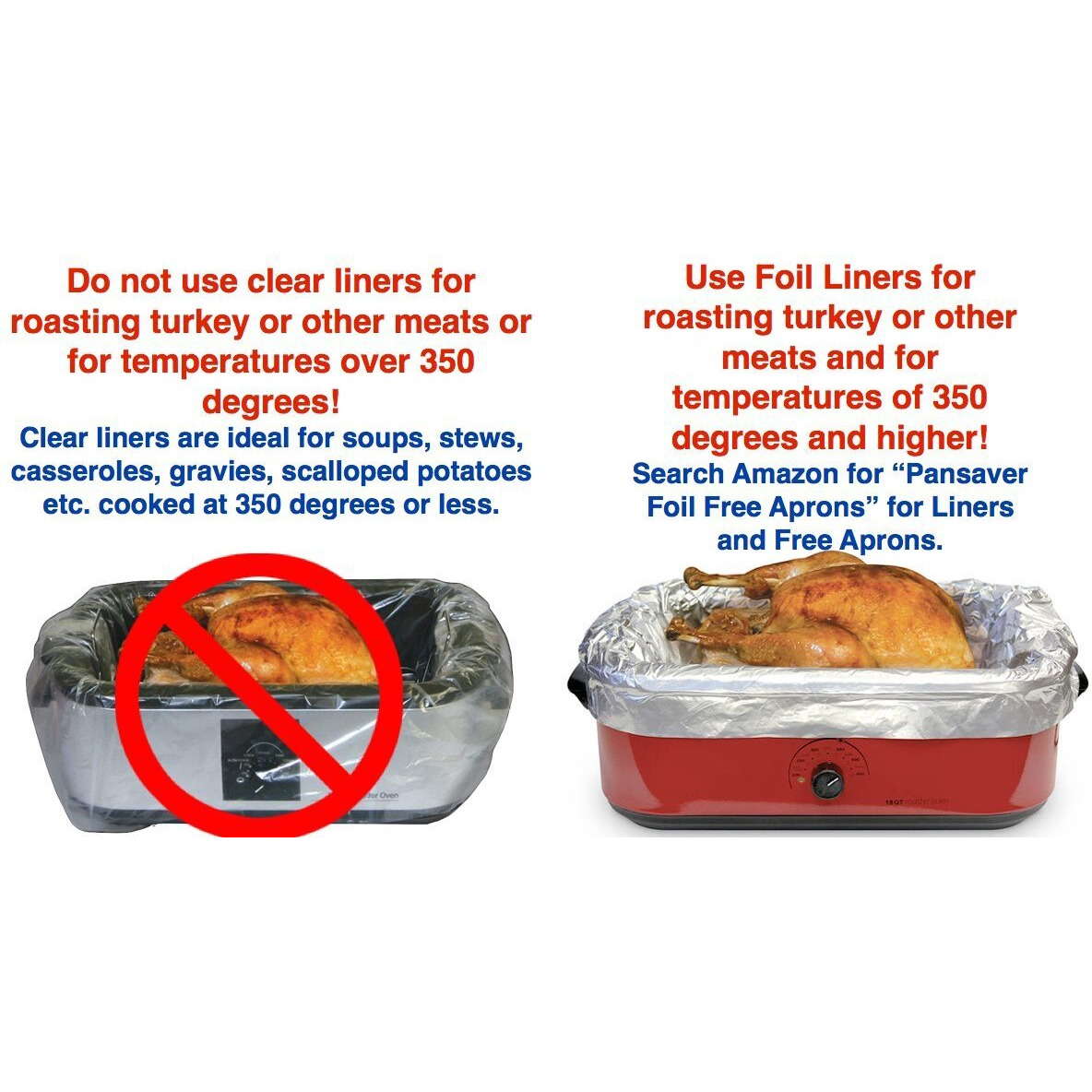 Pansaver Electric Roaster Liners. Fits 16, 18, 22 Quart Roasters 10 Pack Of Liners(5 Boxes Of 2 Bags Each), Rectangular