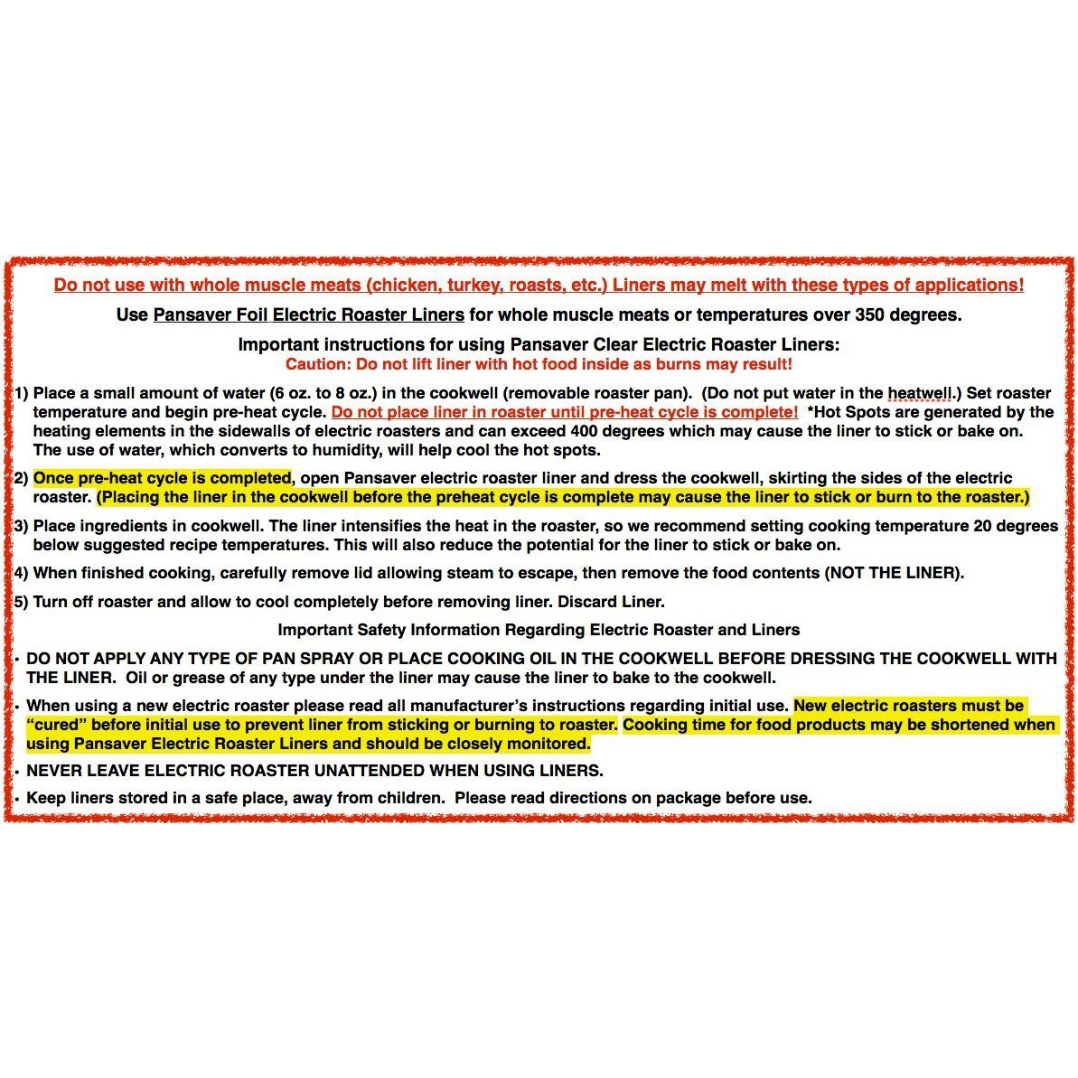 Pansaver Electric Roaster Liners. Fits 16, 18, 22 Quart Roasters 10 Pack Of Liners(5 Boxes Of 2 Bags Each), Rectangular