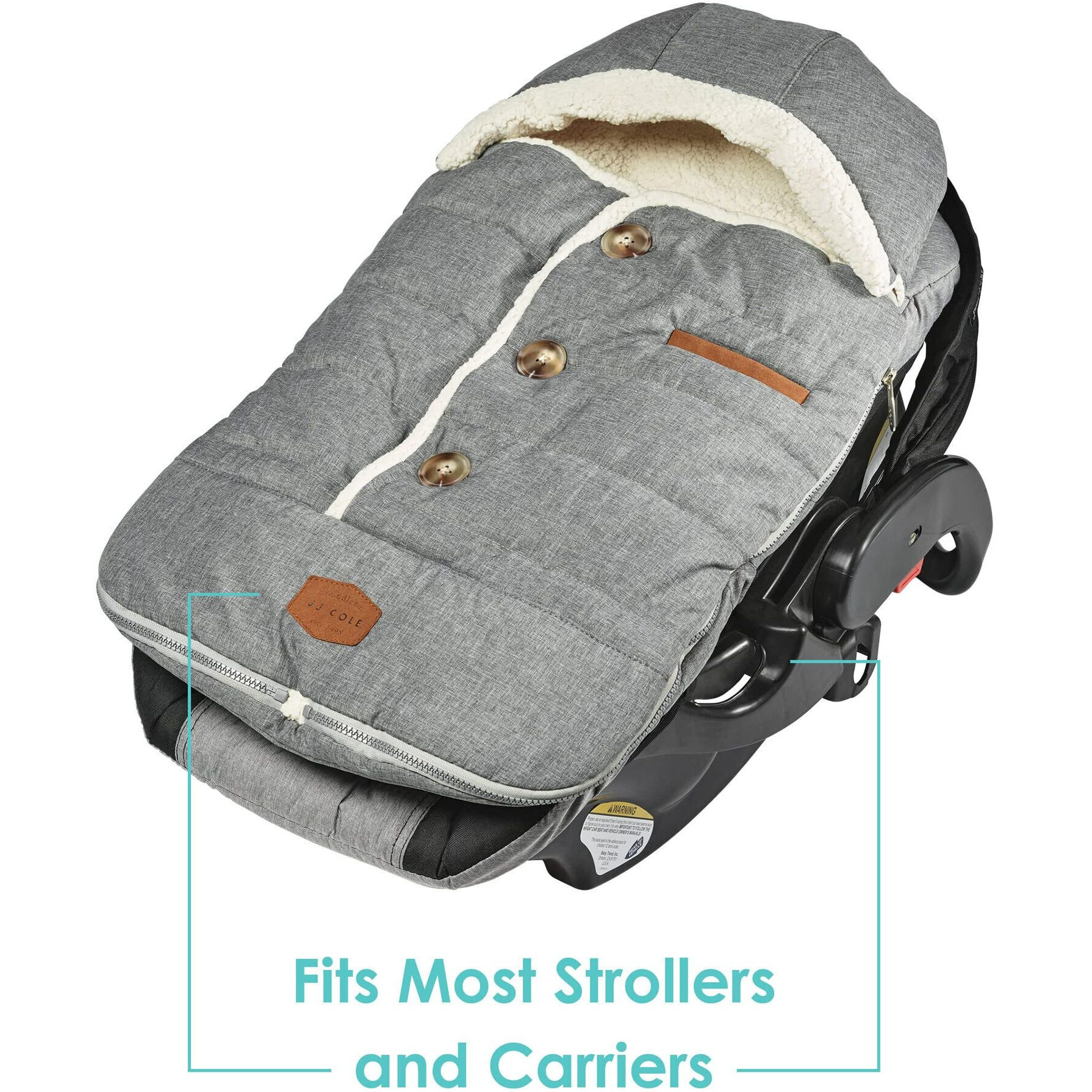 Jj Cole Bundle Me Winter Baby Car Seat Cover And Bunting Bag - Weather Resistant Baby Carrier Cover - Stroller Accessories And Winter Baby Essentials - Heather Gray