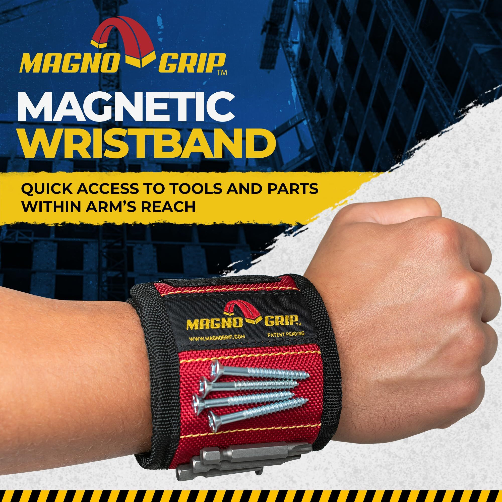 Magnogrip Magnetic Wristband For Holding Screws, Nails, Drill Bits - Cool Gifts For Men - Super Strong Magnets - Great Diy Gifts For Christmas, Dad, Husband, Handyman, Handy Woman, Craft Enthusiasts