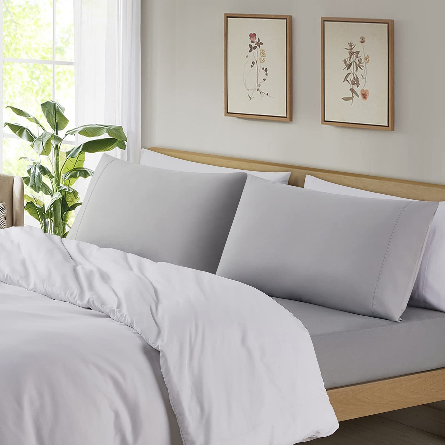Empyrean Bedding Pillow Cases King - Soft King Pillow Cases - King Size Pillow Cases - King Pillow Cases Set Of 2 - Premium Hotel Pillowcases King Size -Silver Light Gray