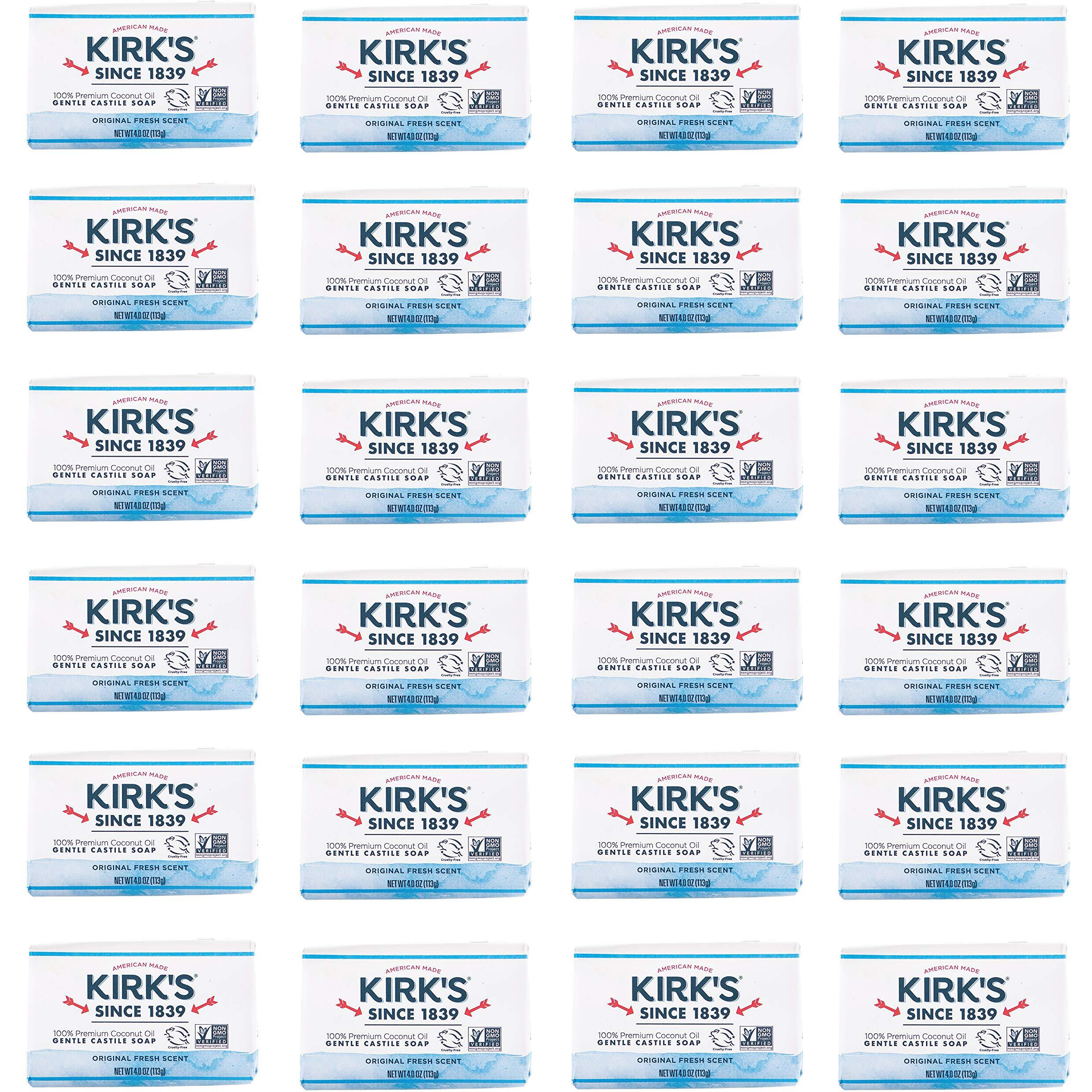 Kirk's Original Coco Castile Bar Soap Original Fresh Scent 4 Ounces (Pack Of 24)
