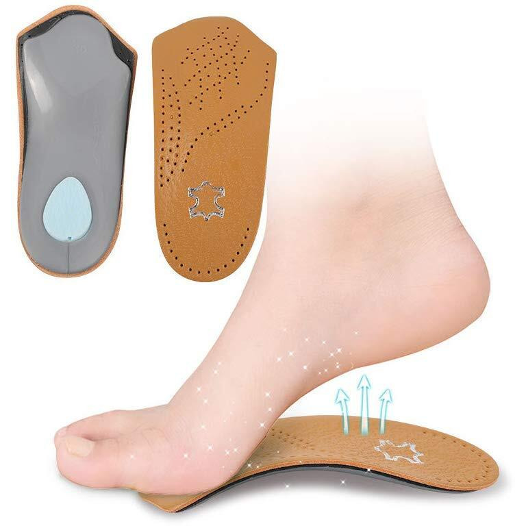 3/4 Leather Orthotic Inserts With Metatarsal Pad, Arch Support Insoles Shoe And Padding At The Heel For Men And Women
