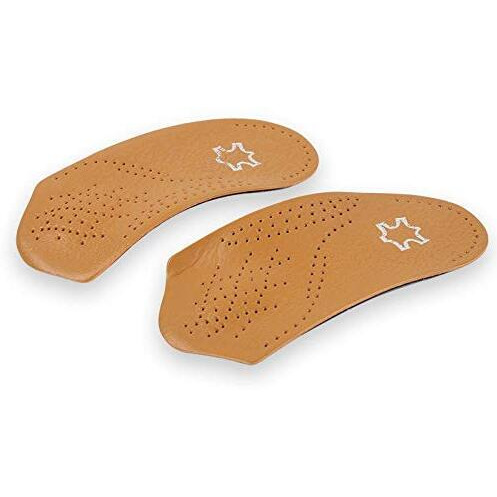 3/4 Leather Orthotic Inserts With Metatarsal Pad, Arch Support Insoles Shoe And Padding At The Heel For Men And Women