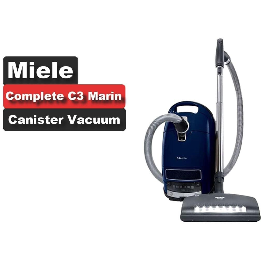 Miele Complete C3 Marin Canister Hepa Canister Vacuum Cleaner With Seb236 Powerhead Bundle - Includes Performance Pack 16 Type Gn Airclean Genuine Filterbags + Genuine Ah50 Hepa Filter