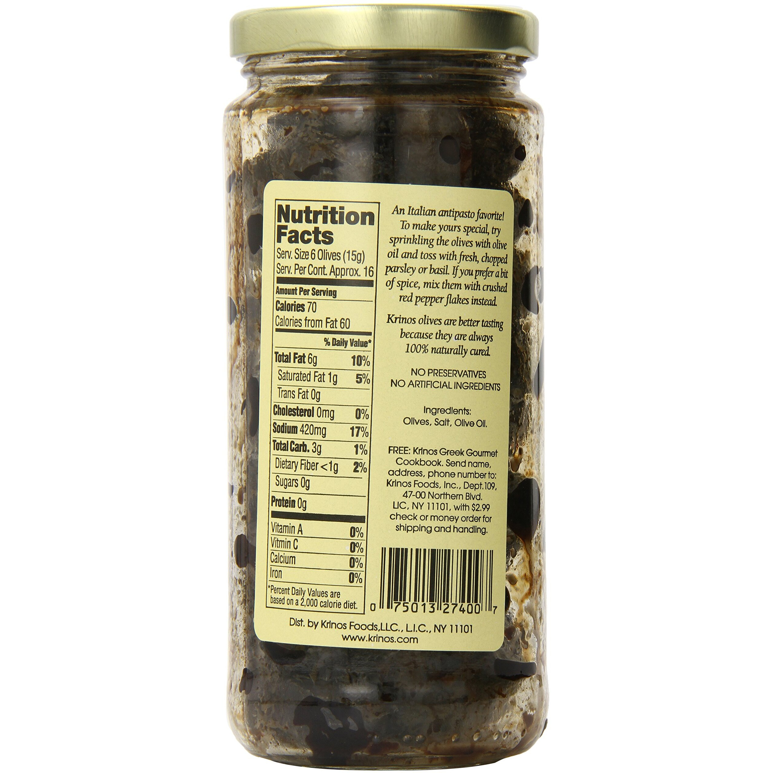 Krinos Olives, Italian Style Oil Cured, 10 Ounce (Pack Of 6)