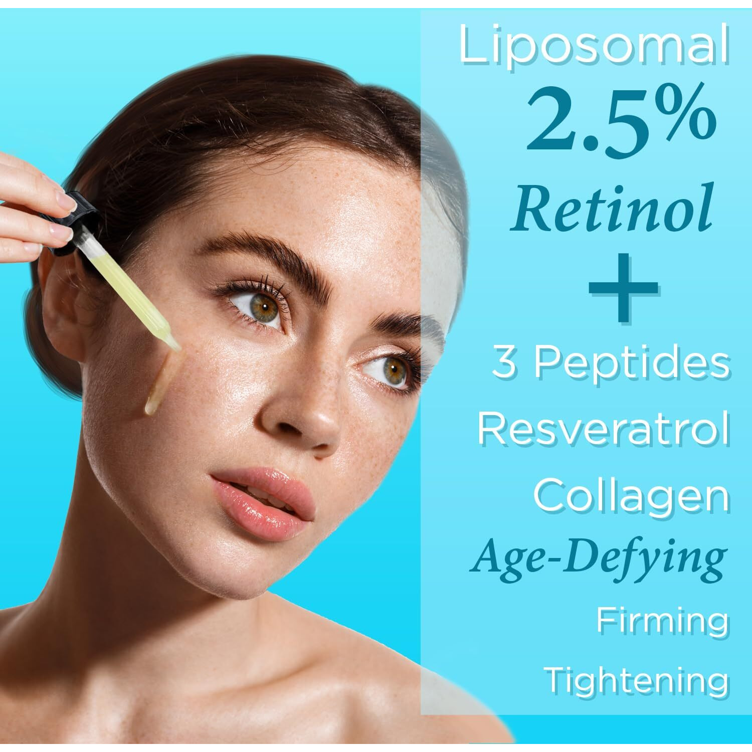 Ebanel Liposomal 2.5% Retinol Serum For Face With Hyaluronic Acid, Peptide, Vitamin C, Pore Minimizer Skin Tightening, Anti Aging Serum, Minimizes Wrinkles, Fine Lines, Age Spots
