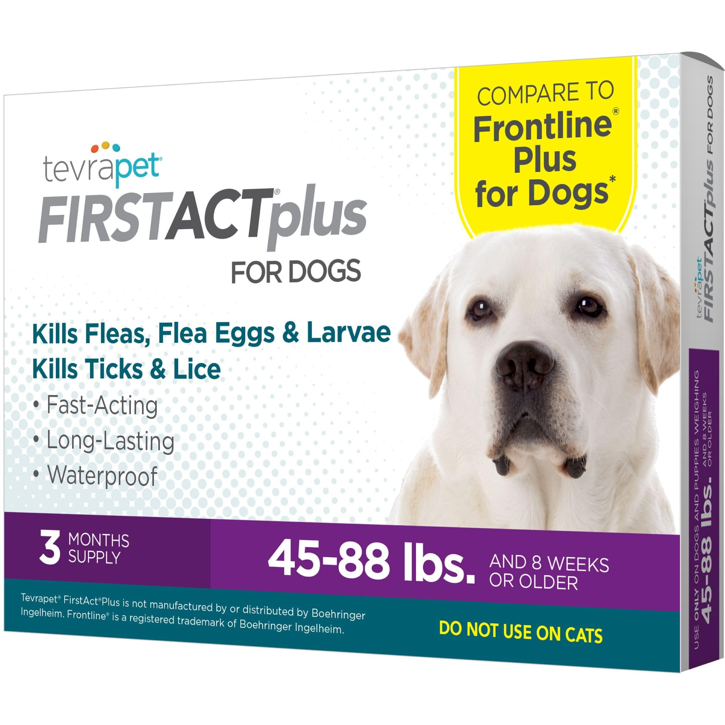 Tevrapet Firstact Plus Flea And Tick Topical For Dogs 45-88 Pounds, 3 Applicators