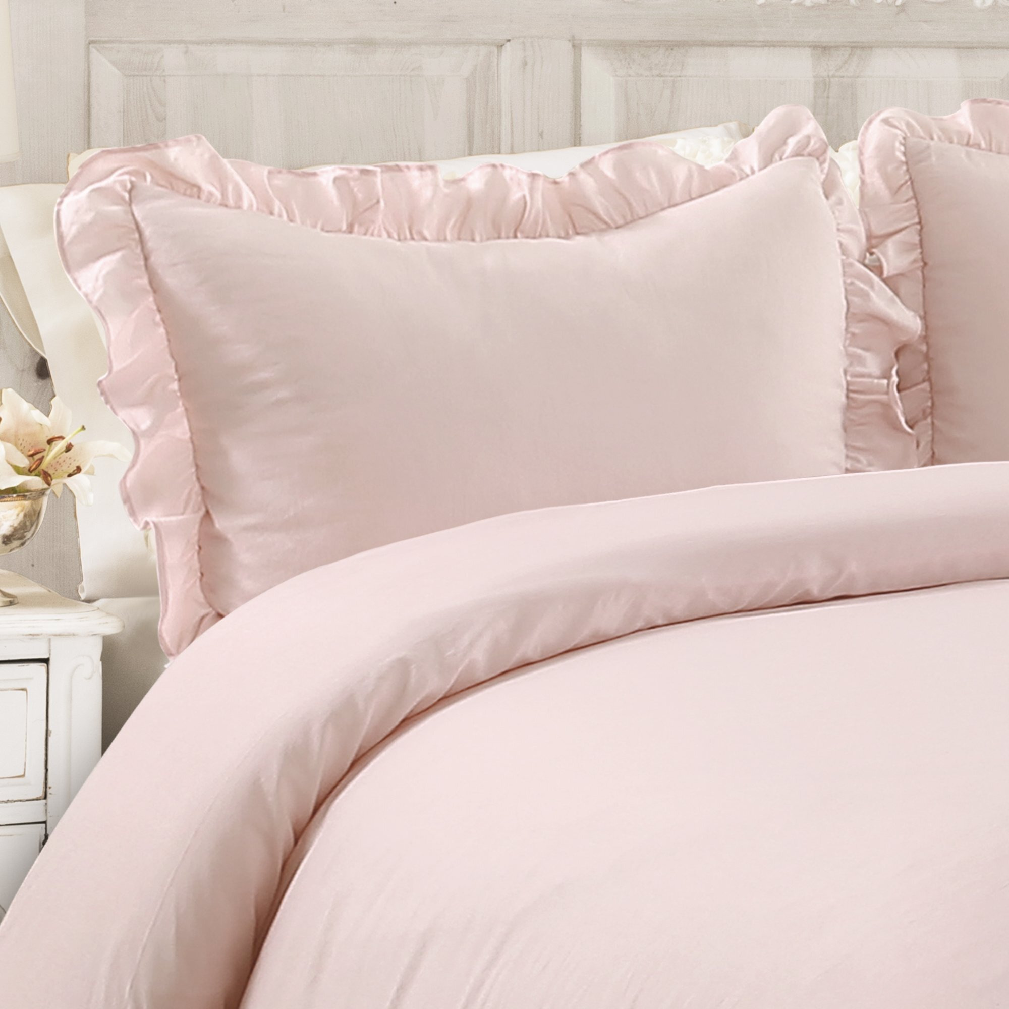 Lush Decor Reyna Ruffle Comforter Set - 3 Piece Cozy Ruffled Bedding Set - Timeless Elegance And Comfort For Bedroom - King, Blush