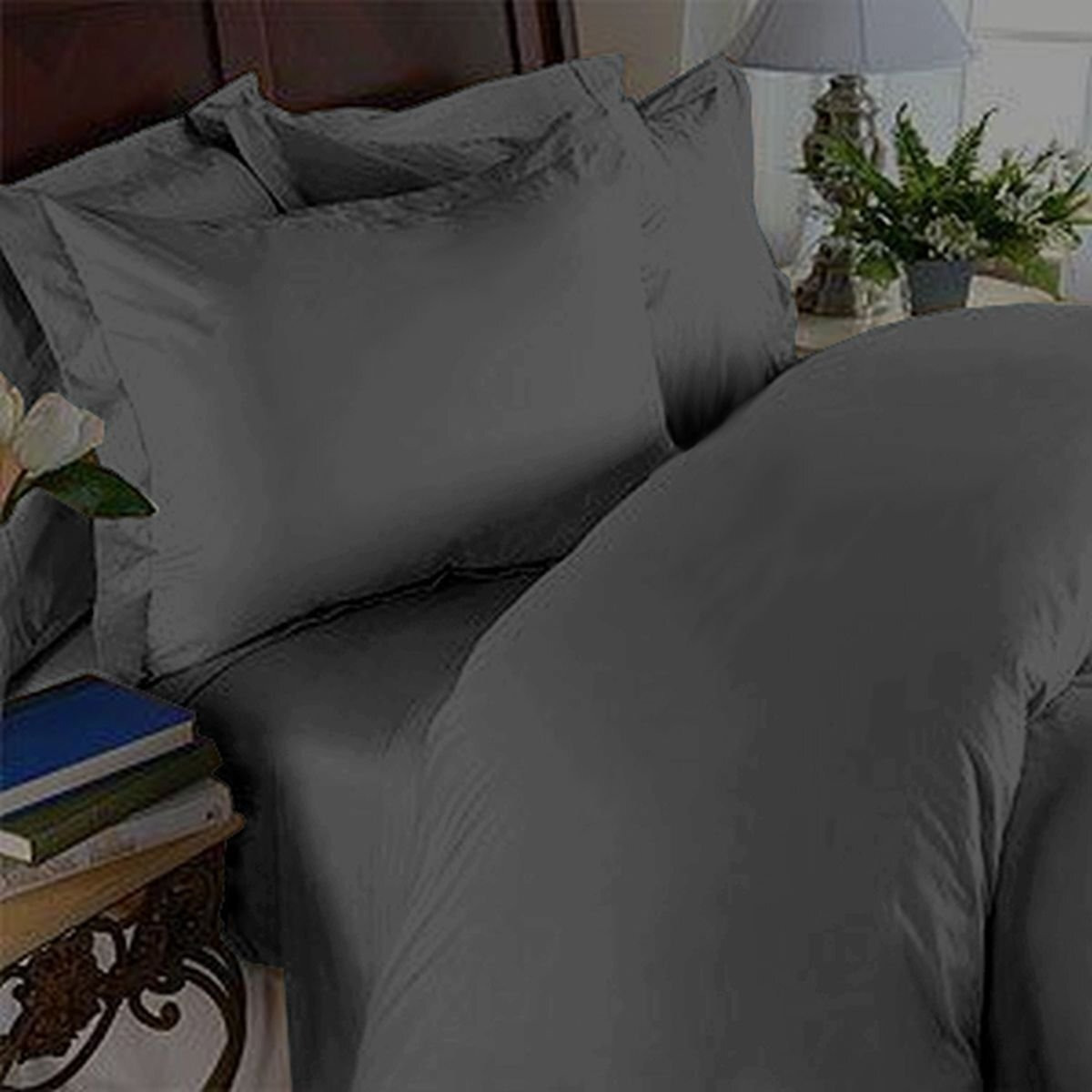 Elegant Comfort 1500 Premier Hotel Quality 4-Piece Bed Sheet Sets, Deep Pockets - Luxurious Wrinkle Free & Fade Resistant, Full, Gray
