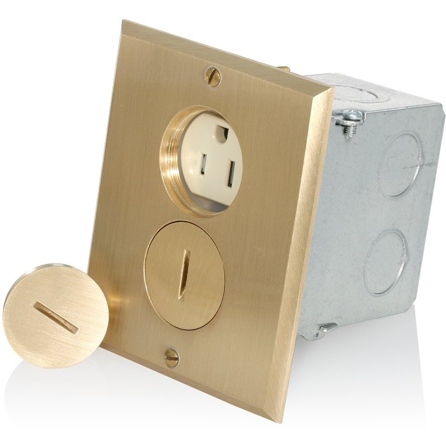 Leviton 25249-Tfb 15 Amp, 125 Volt, Tamper-Resistant Duplex Receptacle, Straight Blade, Commercial Grade, Self Grounding, Ivory