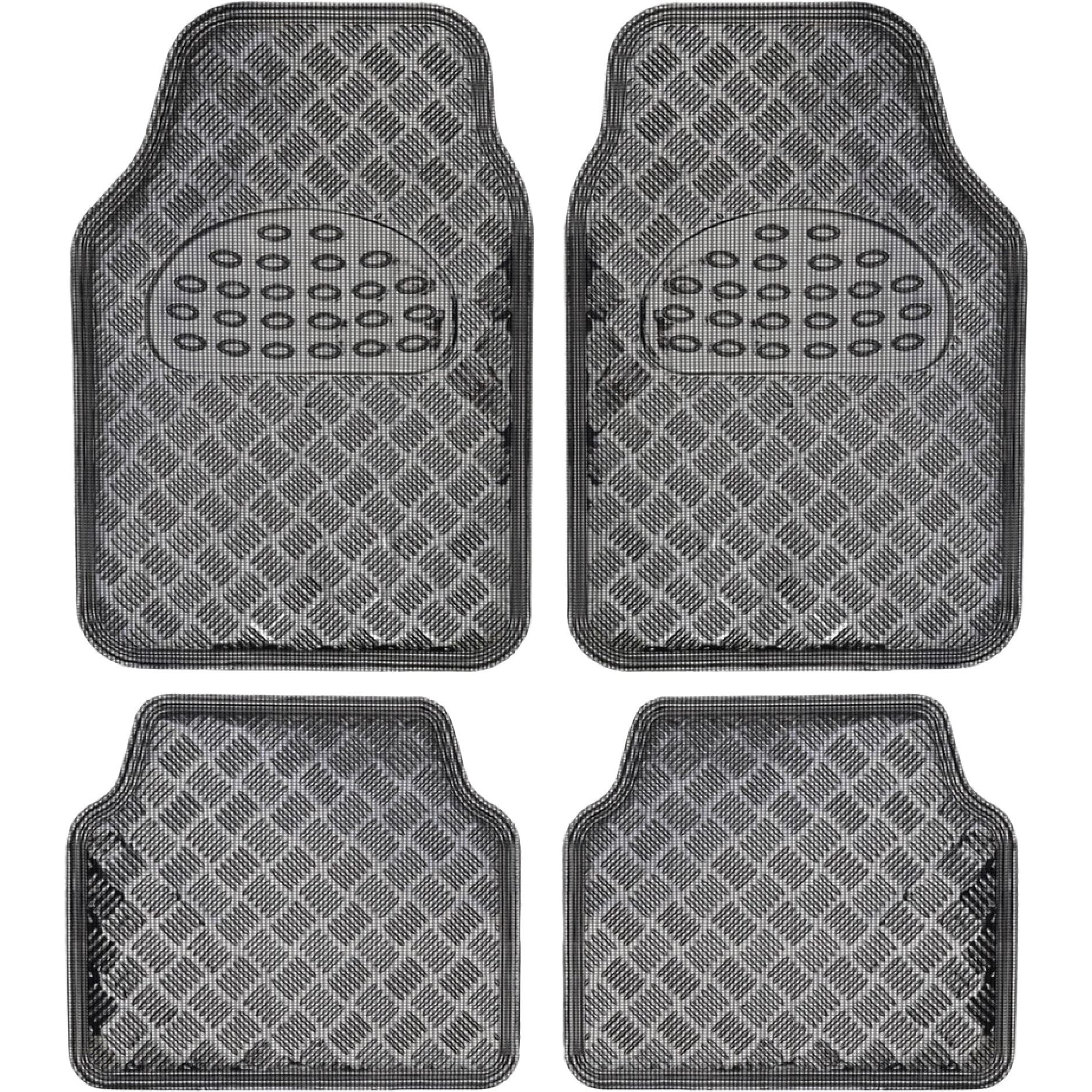 Bdk Universal Fit 4-Piece Set Metallic Design Car Floor Mat - Heavy Duty All Weather With Rubber Backing (Carbon), Mt-642-Cb