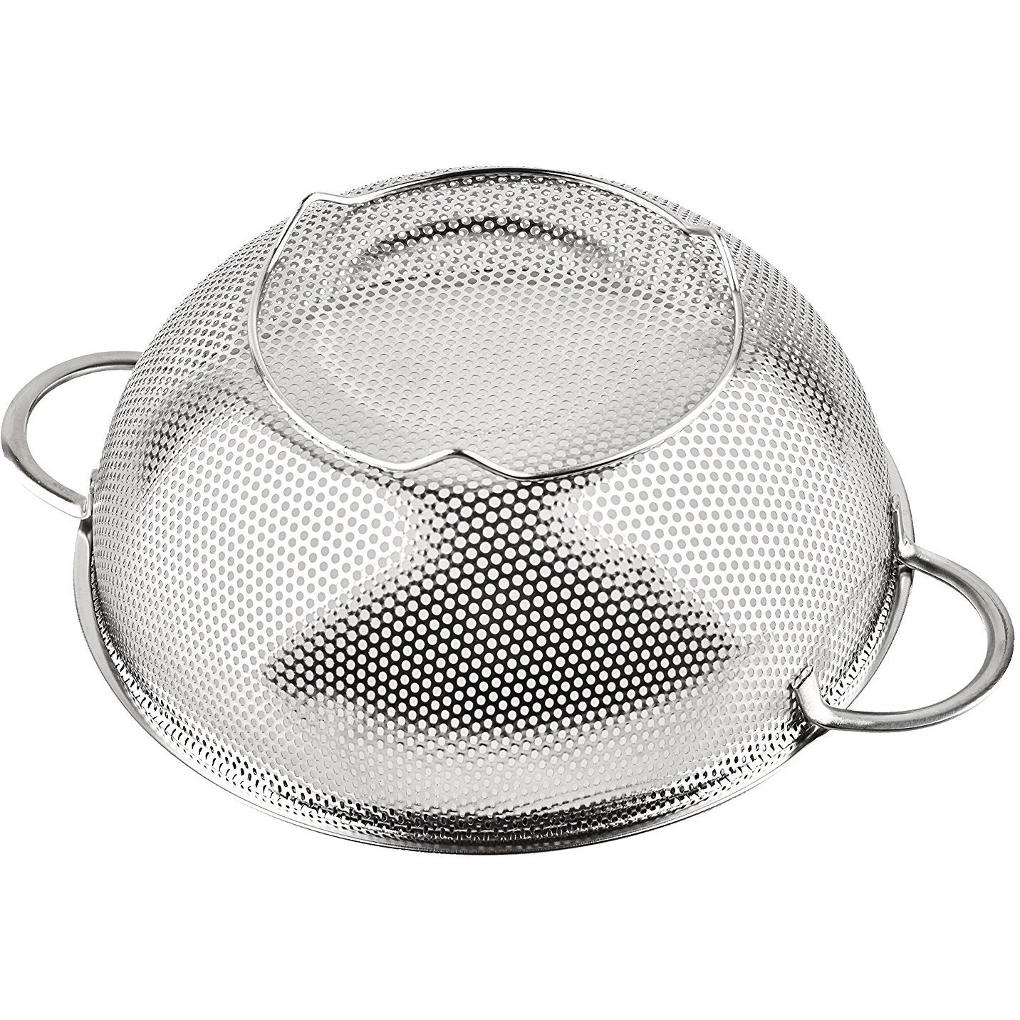 Hlm 3-Piece Stainless Steel Mesh Micro-Perforated Strainer Colander Set (1-Quart, 2.5-Quart And 4.5-Quart)