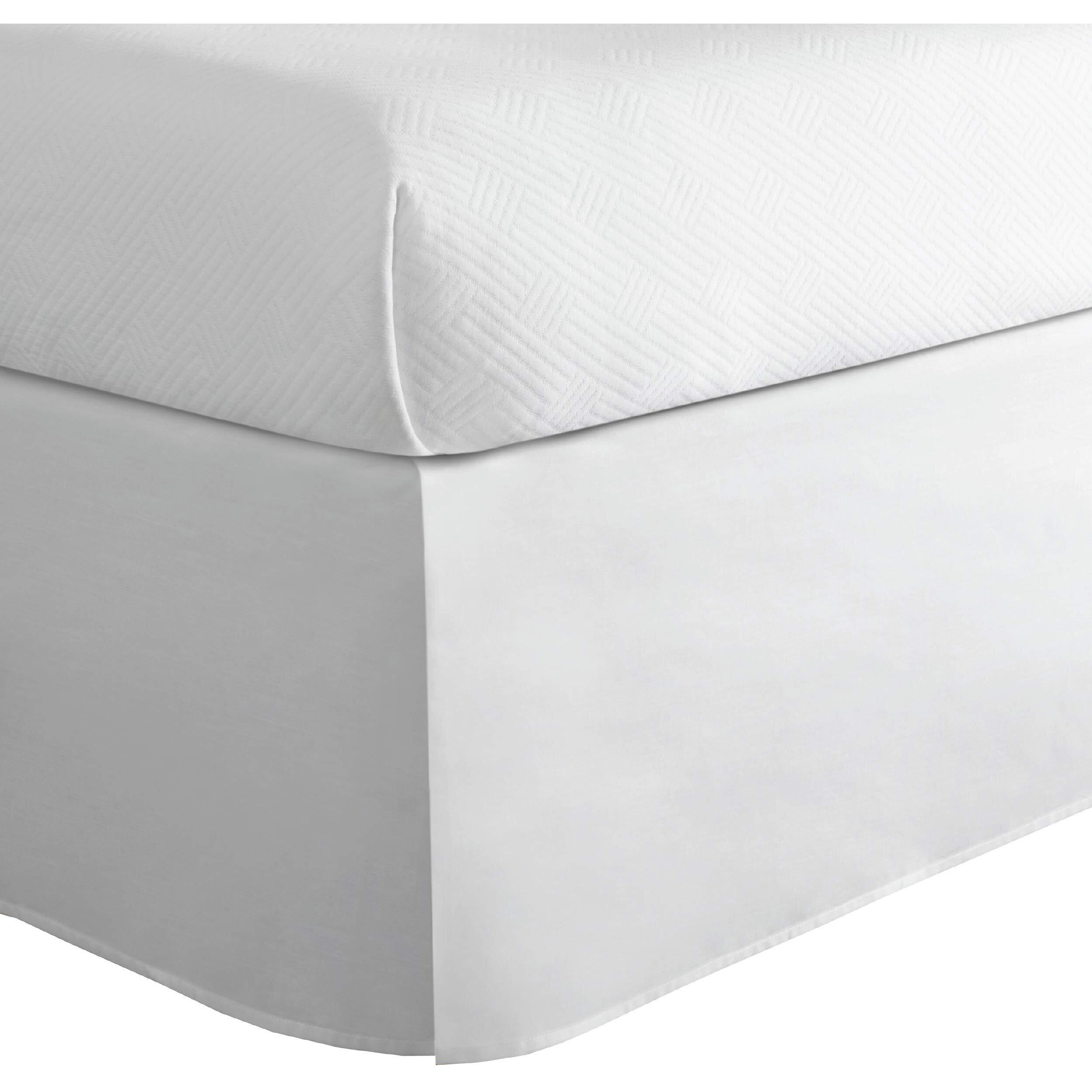 Today's Home Home Classic Tailored Bed Skirt Dust Ruffle, Cotton Blend Design, 14"" Drop Length, Twin Xl, White Toh24914Whit06