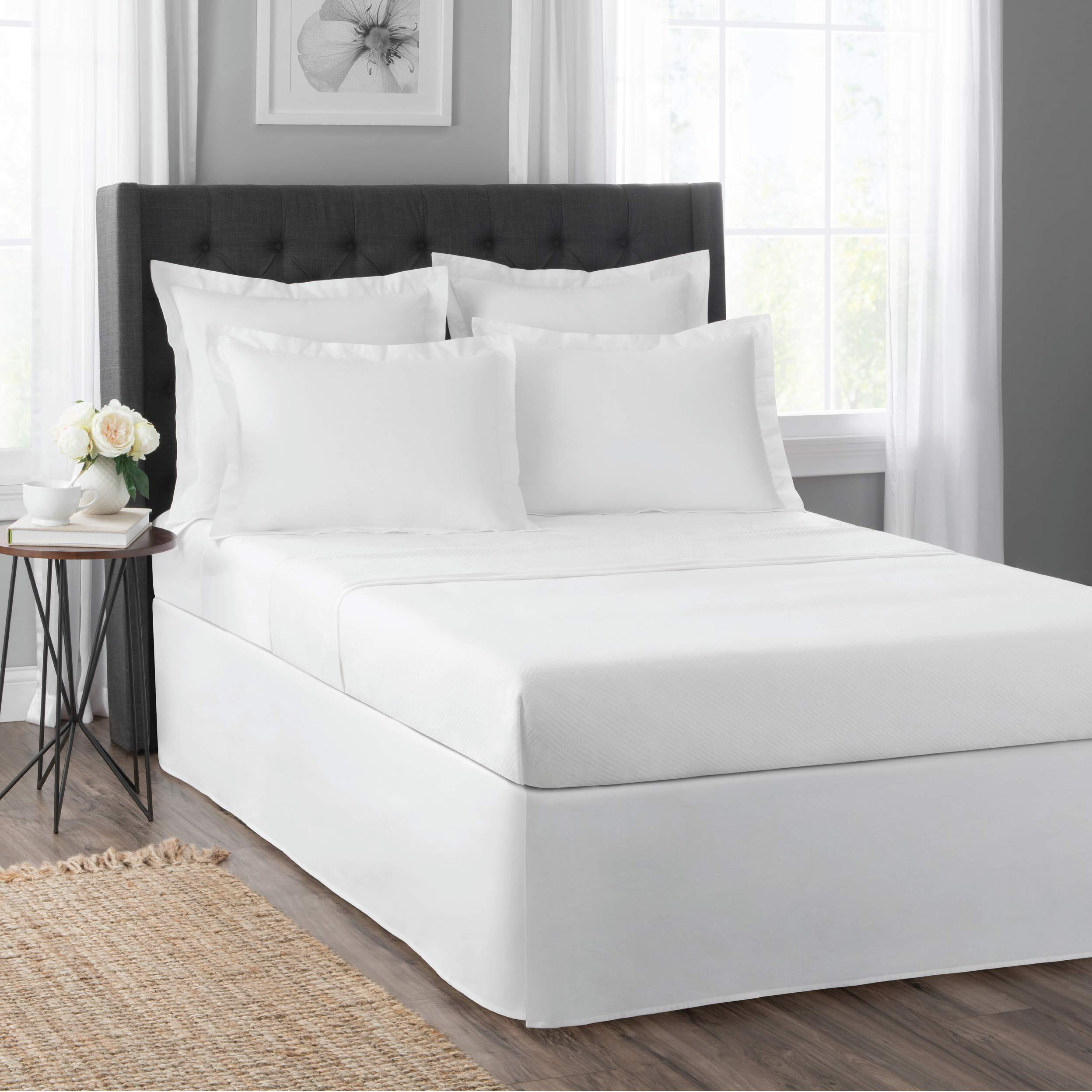 Today's Home Home Classic Tailored Bed Skirt Dust Ruffle, Cotton Blend Design, 14"" Drop Length, Twin Xl, White Toh24914Whit06