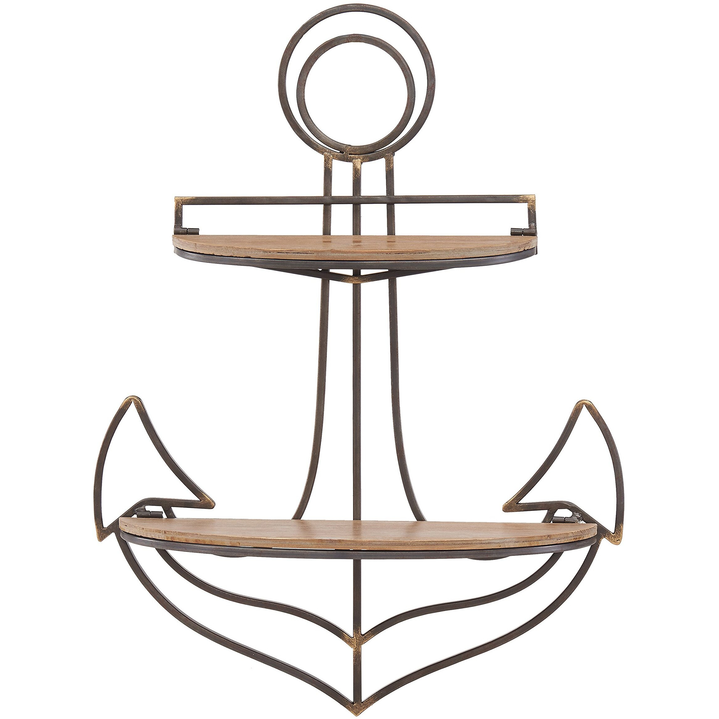 Danya B. Fhb626 Decorative Sturdy Nautical Anchor Wall Shelf For Coastal Or Seaside Home Decor