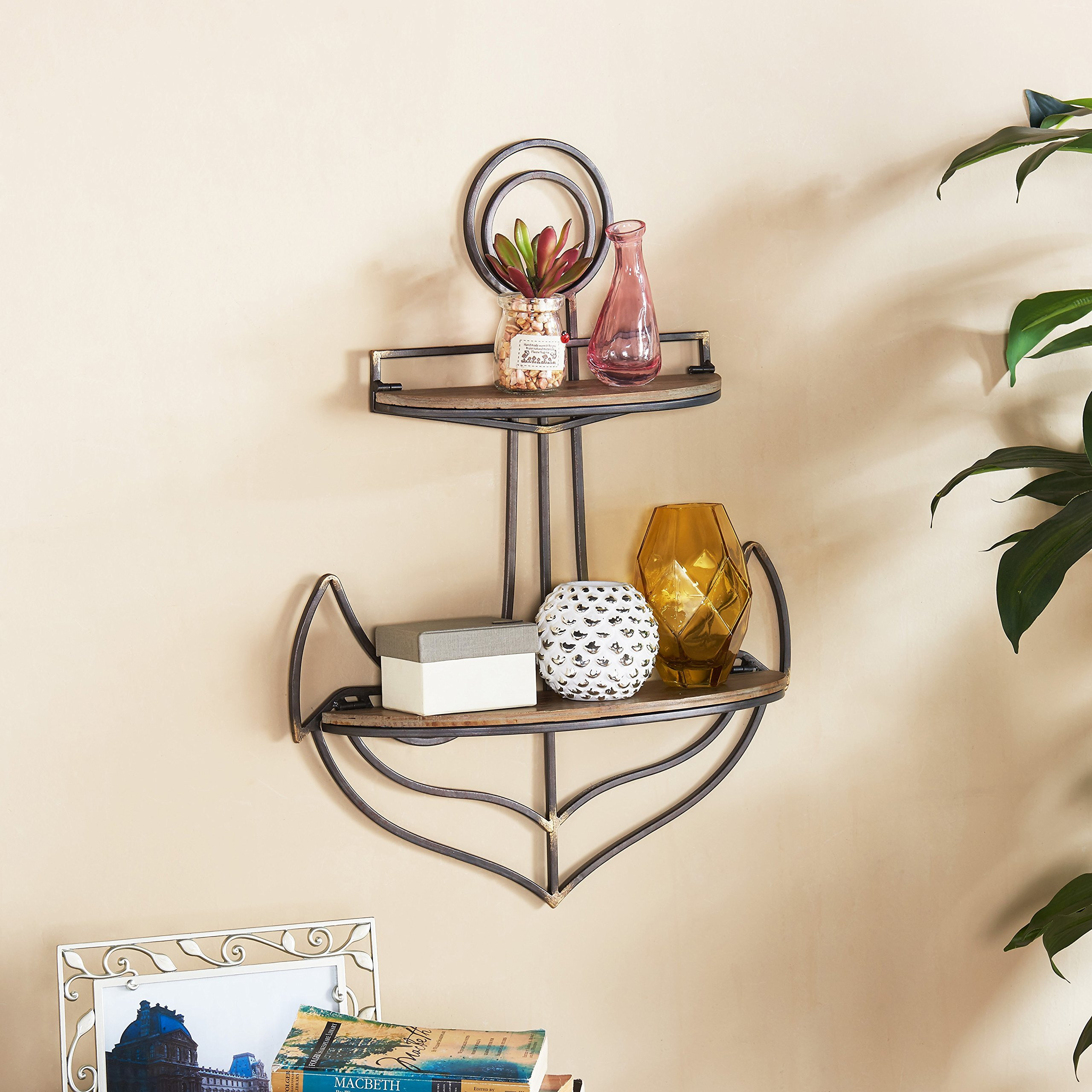 Danya B. Fhb626 Decorative Sturdy Nautical Anchor Wall Shelf For Coastal Or Seaside Home Decor