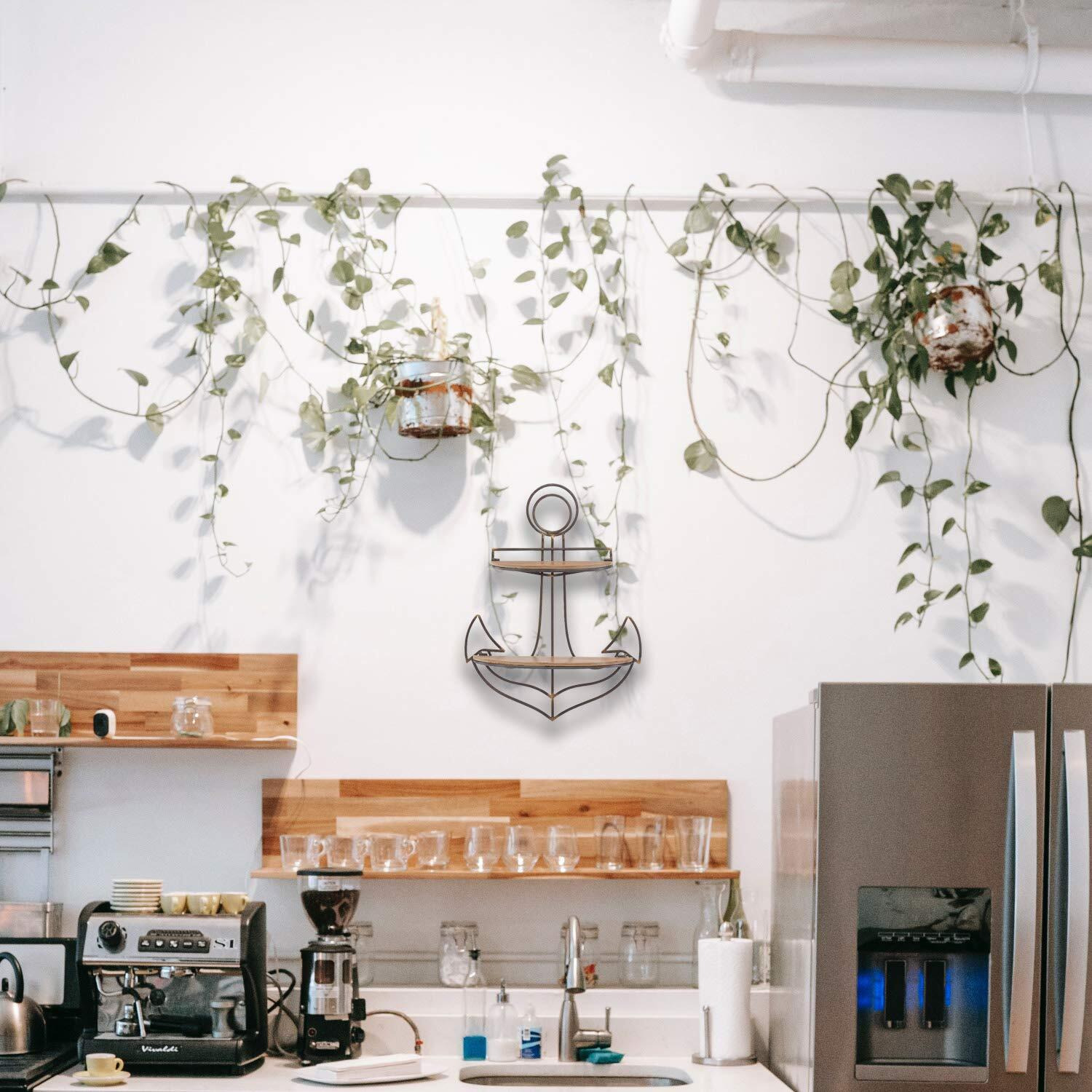 Danya B. Fhb626 Decorative Sturdy Nautical Anchor Wall Shelf For Coastal Or Seaside Home Decor