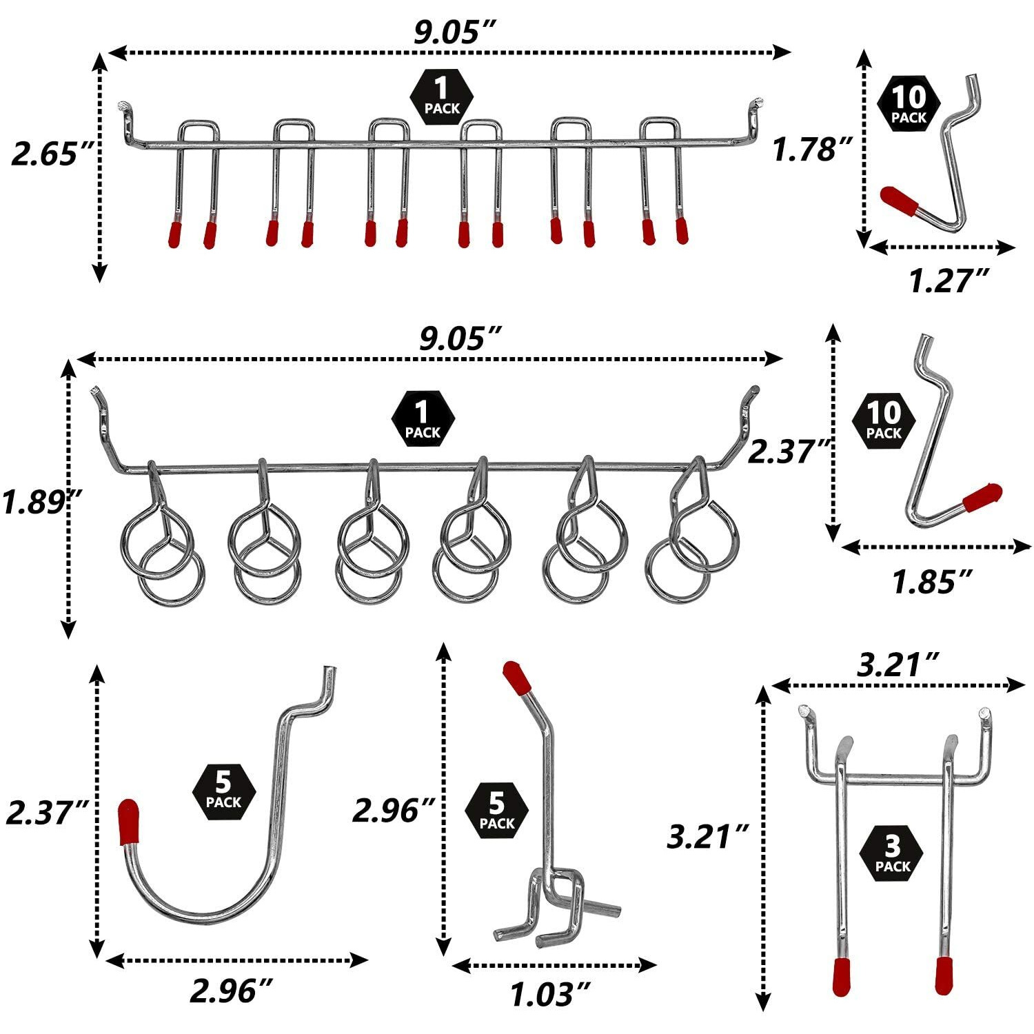 114 Pcs Pegboard Hooks Assortment With Metal Hooks Sets, Pegboard Bins, Peg Locks For Organizing Storage System Tools