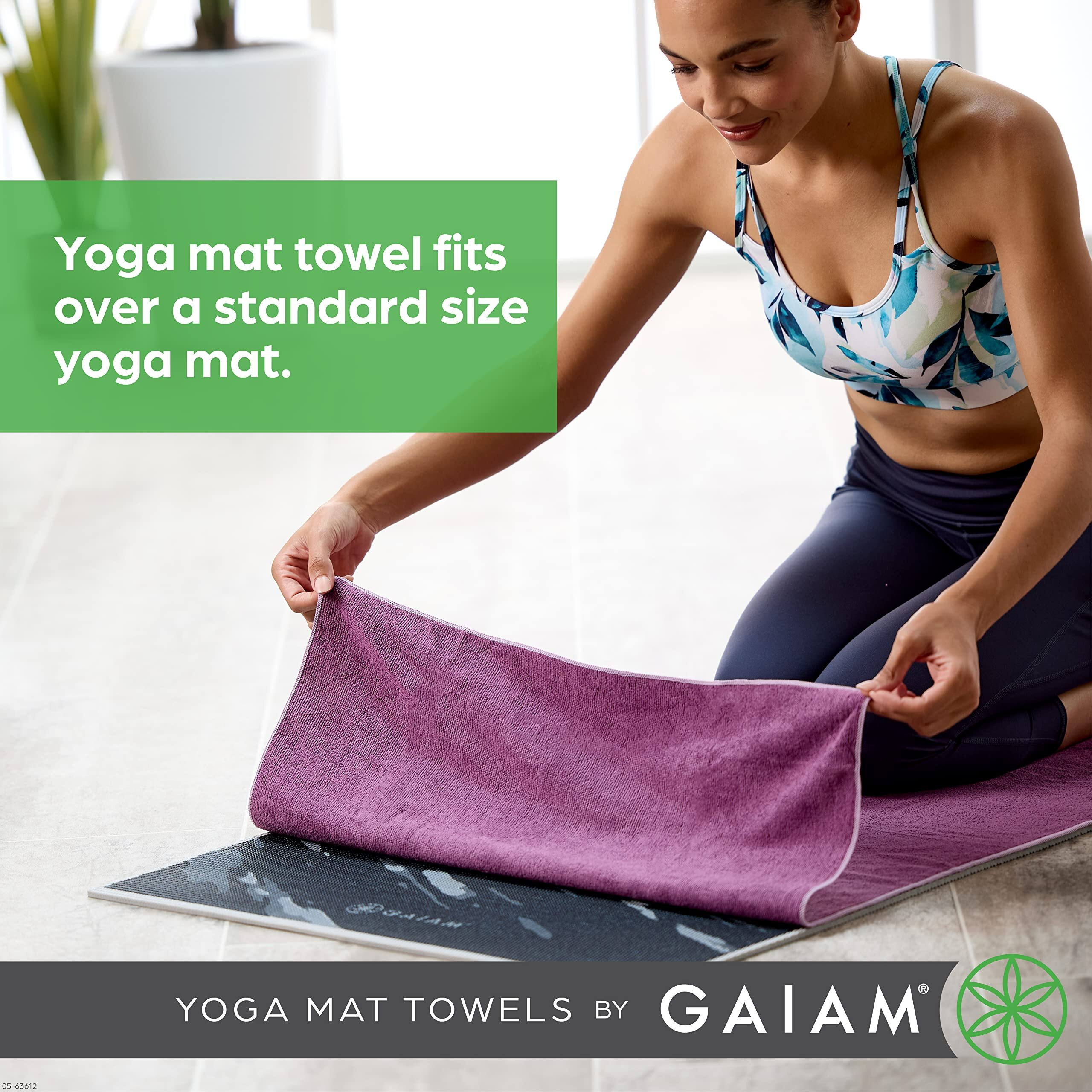 Gaiam Yoga Mat Towel Microfiber Mat-Sized Yoga Towel For Hot Yoga (68"" L X 24"" W), Heron Lilac
