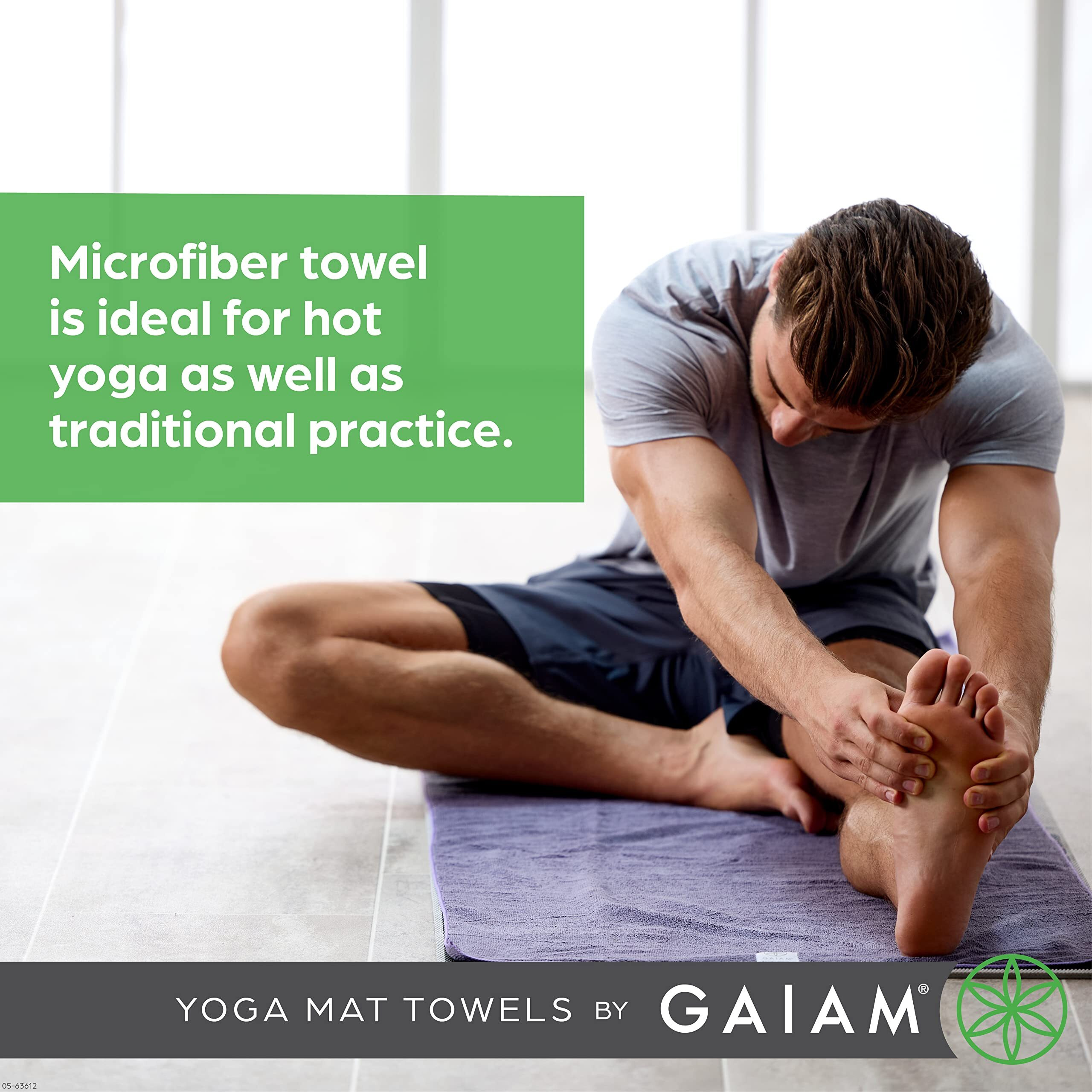Gaiam Yoga Mat Towel Microfiber Mat-Sized Yoga Towel For Hot Yoga (68"" L X 24"" W), Heron Lilac