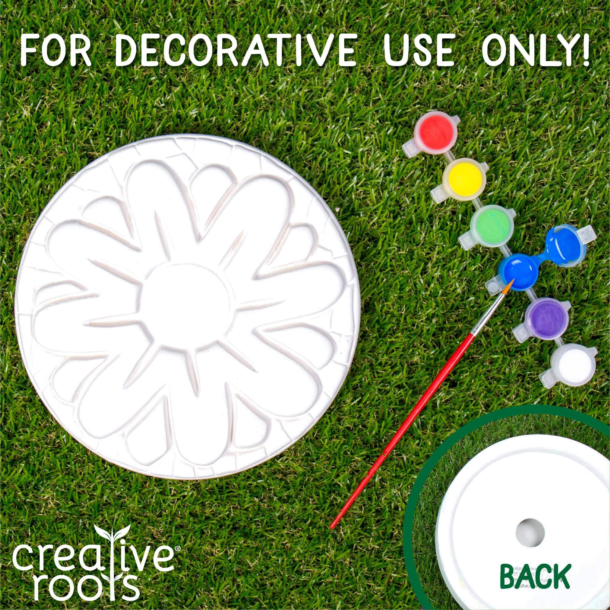 Creative Roots Mosaic Flower Garden Stepping Stone Kit, Includes 7-Inch Ceramic Stone & 6 Vibrant Paints, Diy Stepping Stone Kit For Kids Ages 6+