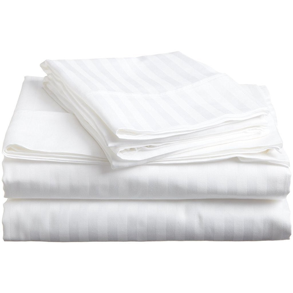 Mlv Linen Bedding Series Sleeper Sofa Bed Sheet Set (Stripe) Egyptian Cotton 500 Thread Count White (Full Size 54"&quotX72"&quotX 5"")
