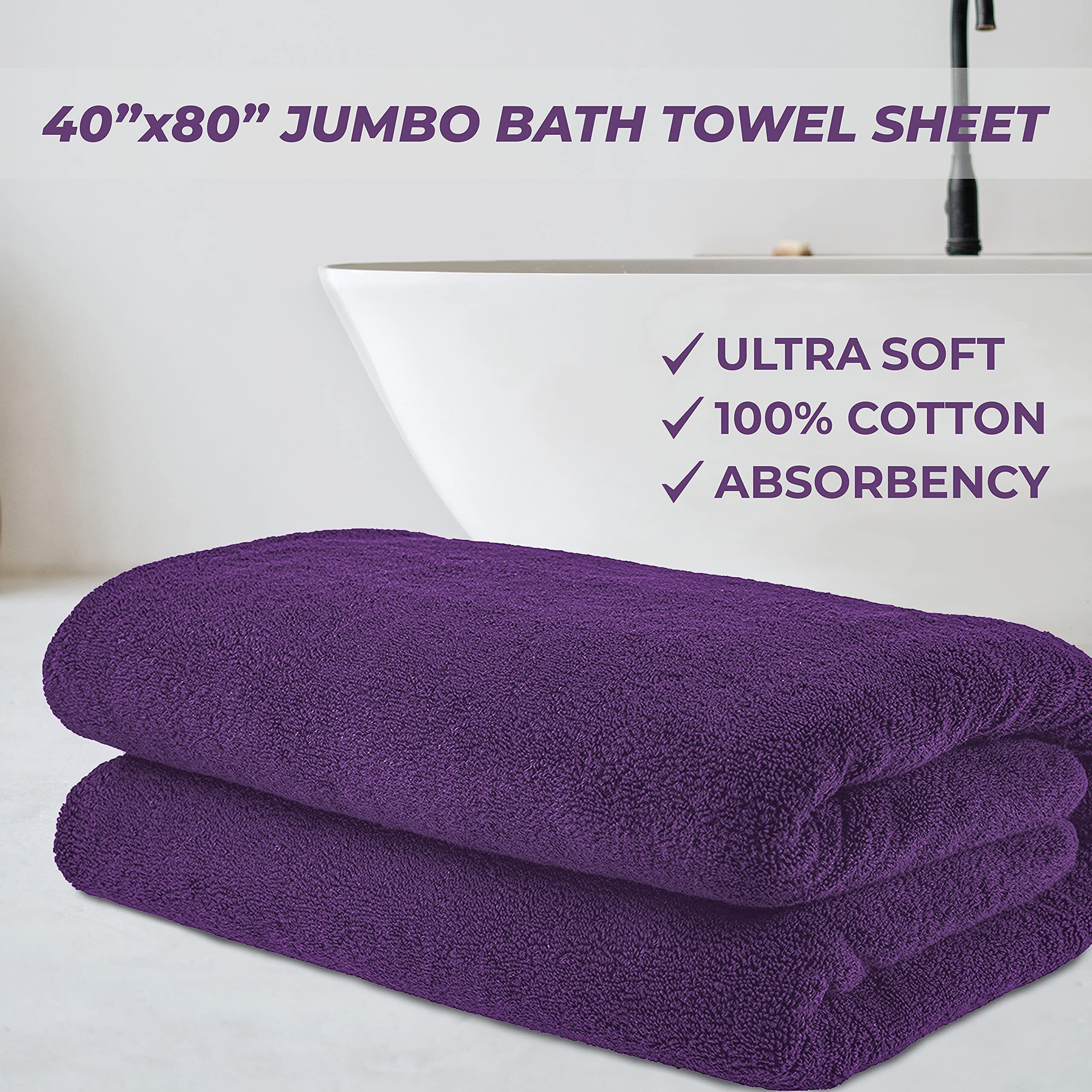 Cotton Paradise Oversized Bath Sheet, 100% Cotton 40X80 Clearance Bath Towel Sheet, Turkish Extra Large Bath Towel For Bathroom, Purple Bathsheet