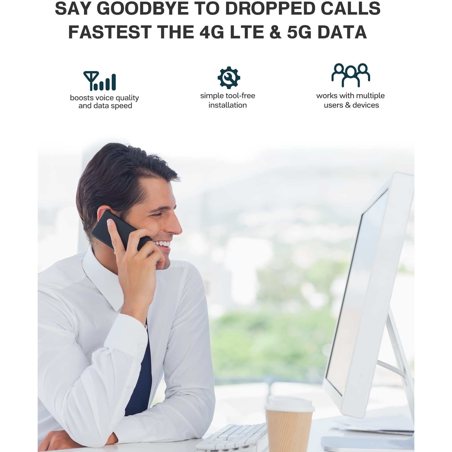 Hiboost Cell Phone Signal Boosters For Home, 5G 4G Lte Up To 5,500Sq Ft, Support All Us Carriers-Verizon,At&T,T-Mobile &More, Cell Signal Booster For Home, Fcc Approved