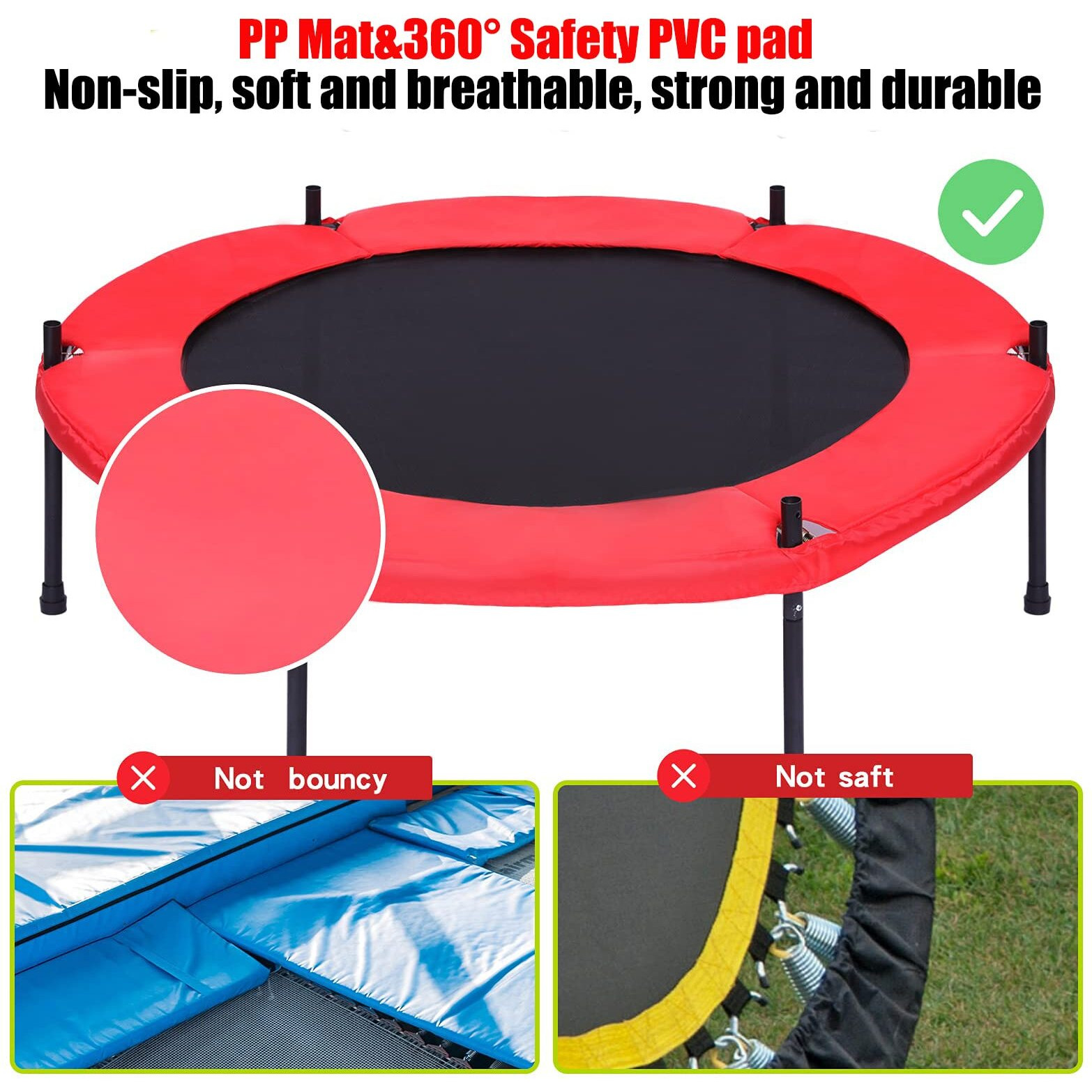 Toymate Kids Trampoline With Safety Enclosure Net - 5Ft Trampoline For Toddlers Indoor And Outdoor - Parent-Child Interactive Game Fitness Trampoline Toy Gift For Boys And Girls Age 1-8