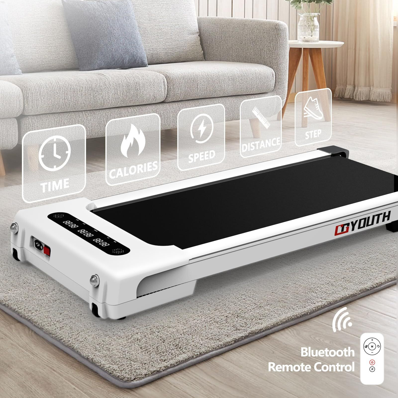 Goyouth 2 In 1 Under Desk Electric Treadmill Motorized Exercise Machine With Wireless Speaker, Remote Control And Led Display, Walking Jogging Machine For Home/Office Use