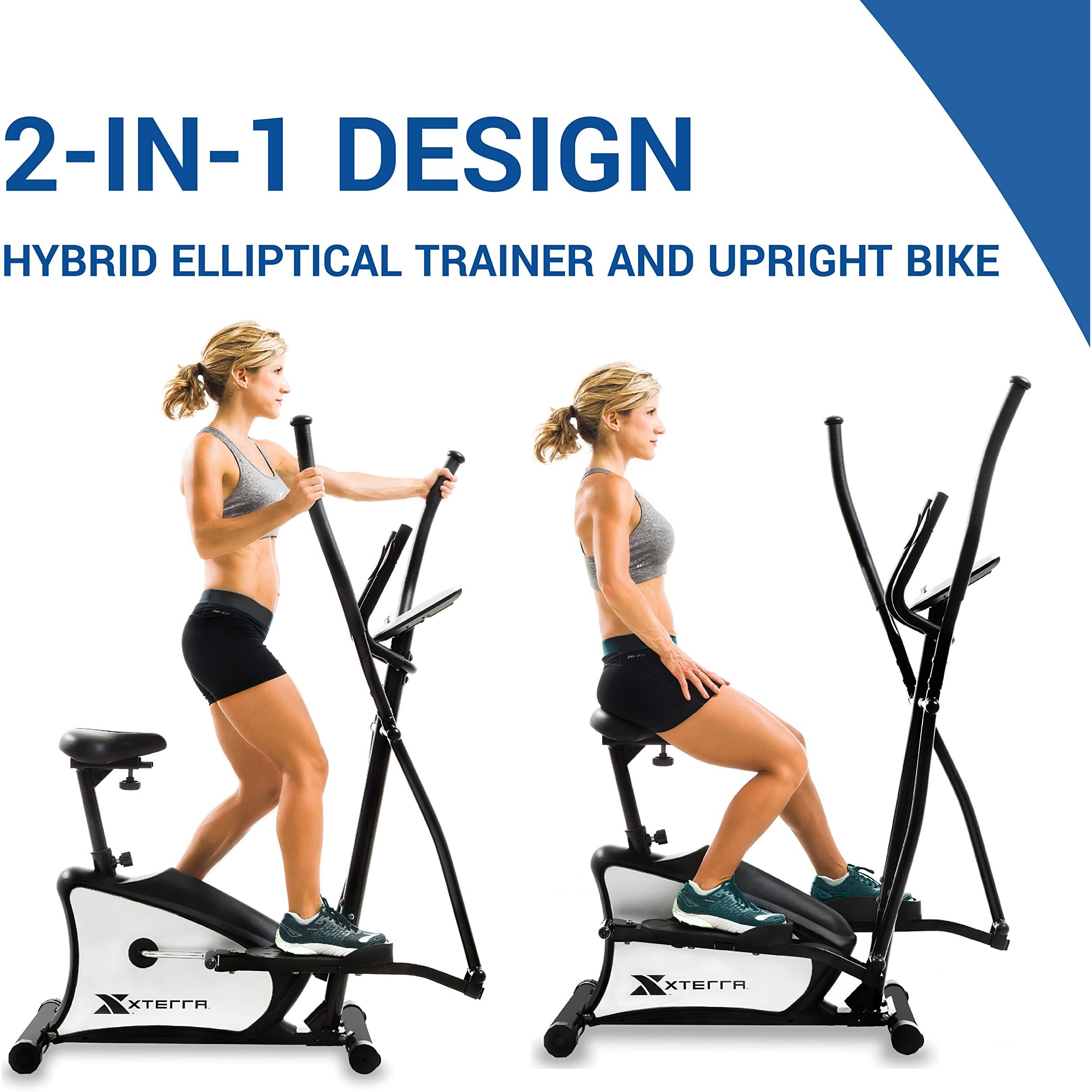 Xterra Fitness Eu150 Hybrid Elliptical/Upright Bike Several Levels Of Resistance, Ergonomic Design, And Simple Yet Effective Display Interface