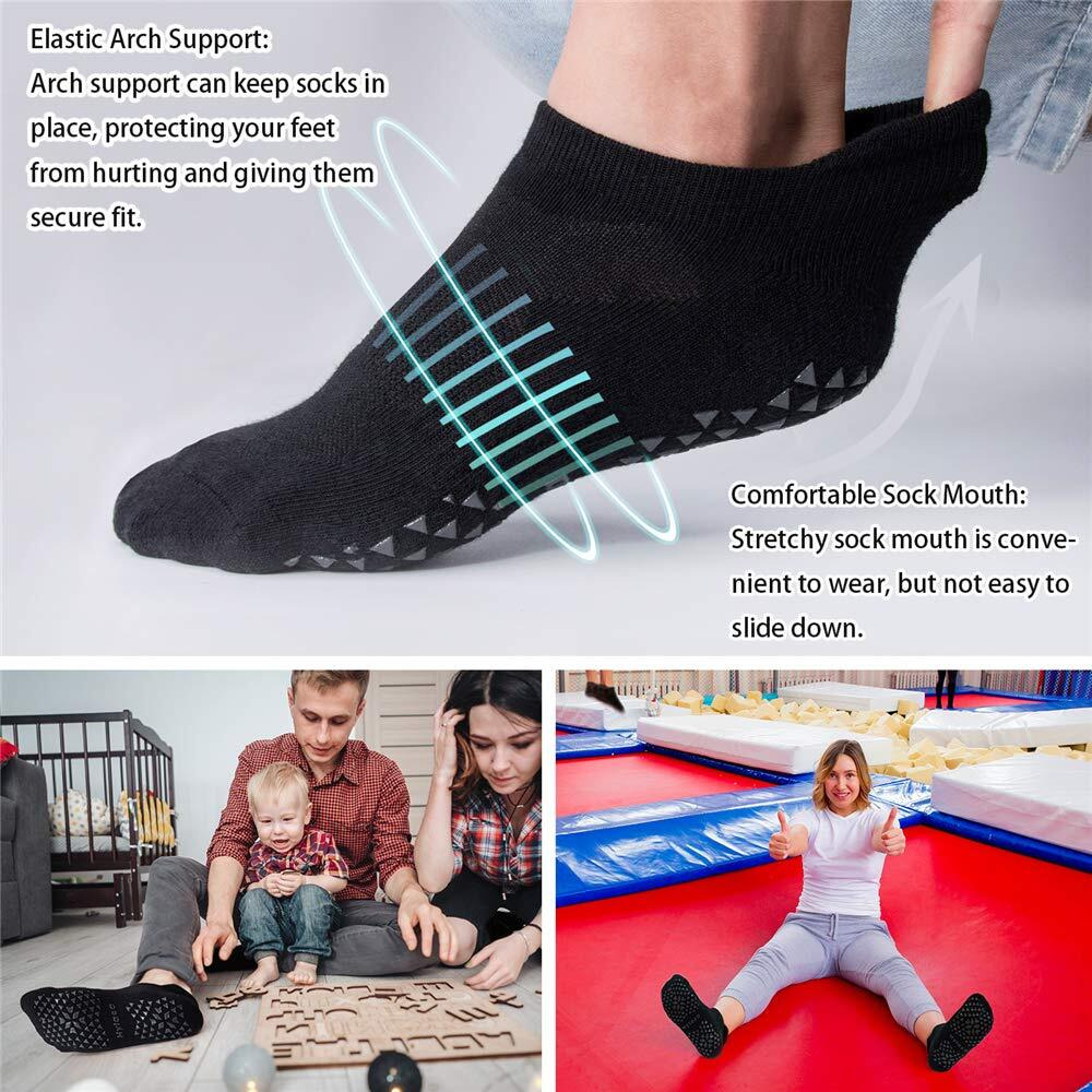 Hylaea Pilates Socks For Hospital, Barre, Non Slip Yoga Socks With Grip For Women & Men, Ankle Cut, Cushioned, Anti Skid, Home Slipper Socks, Black, Small-Medium